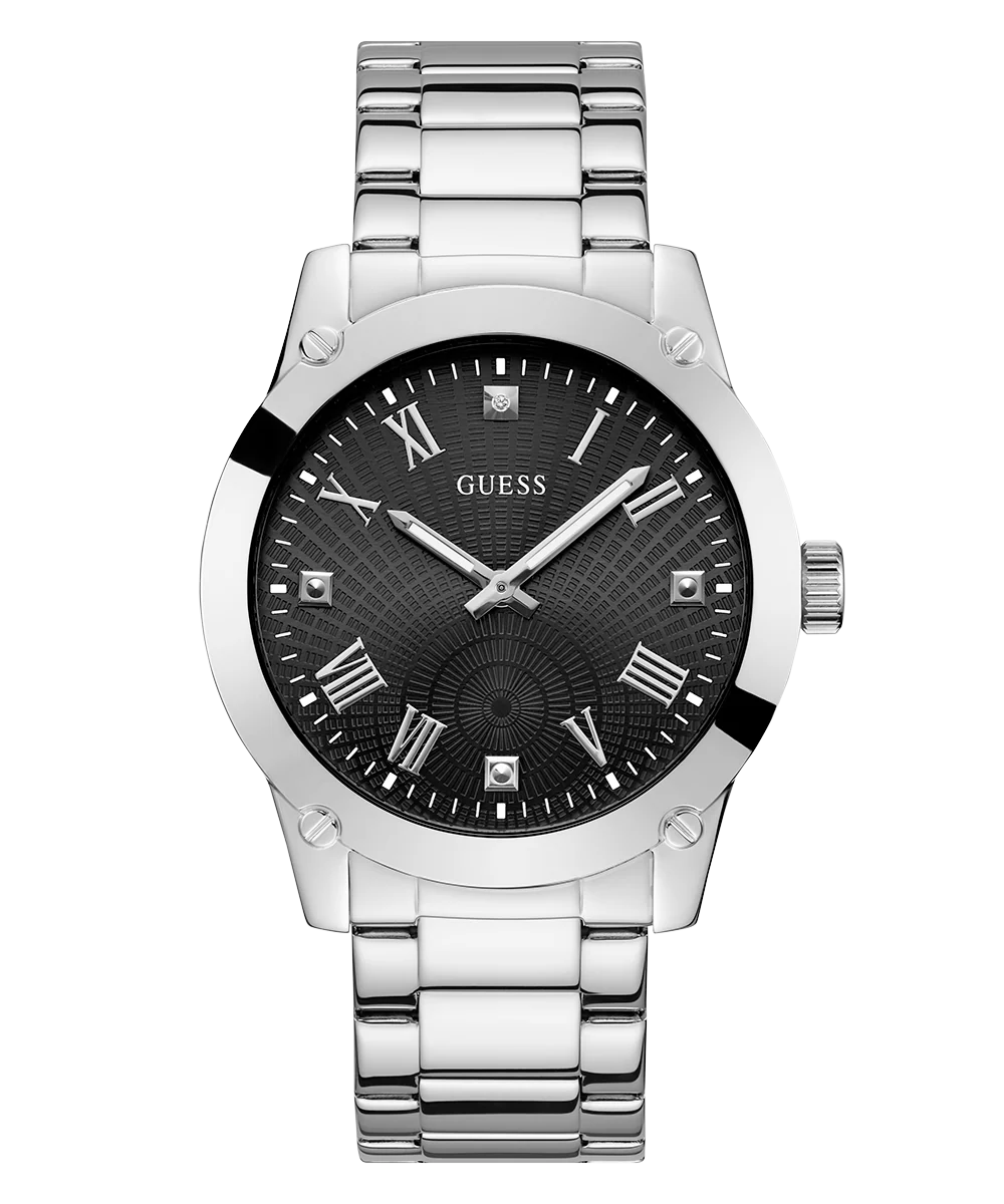 GUESS Mens Silver Tone Analog Watch