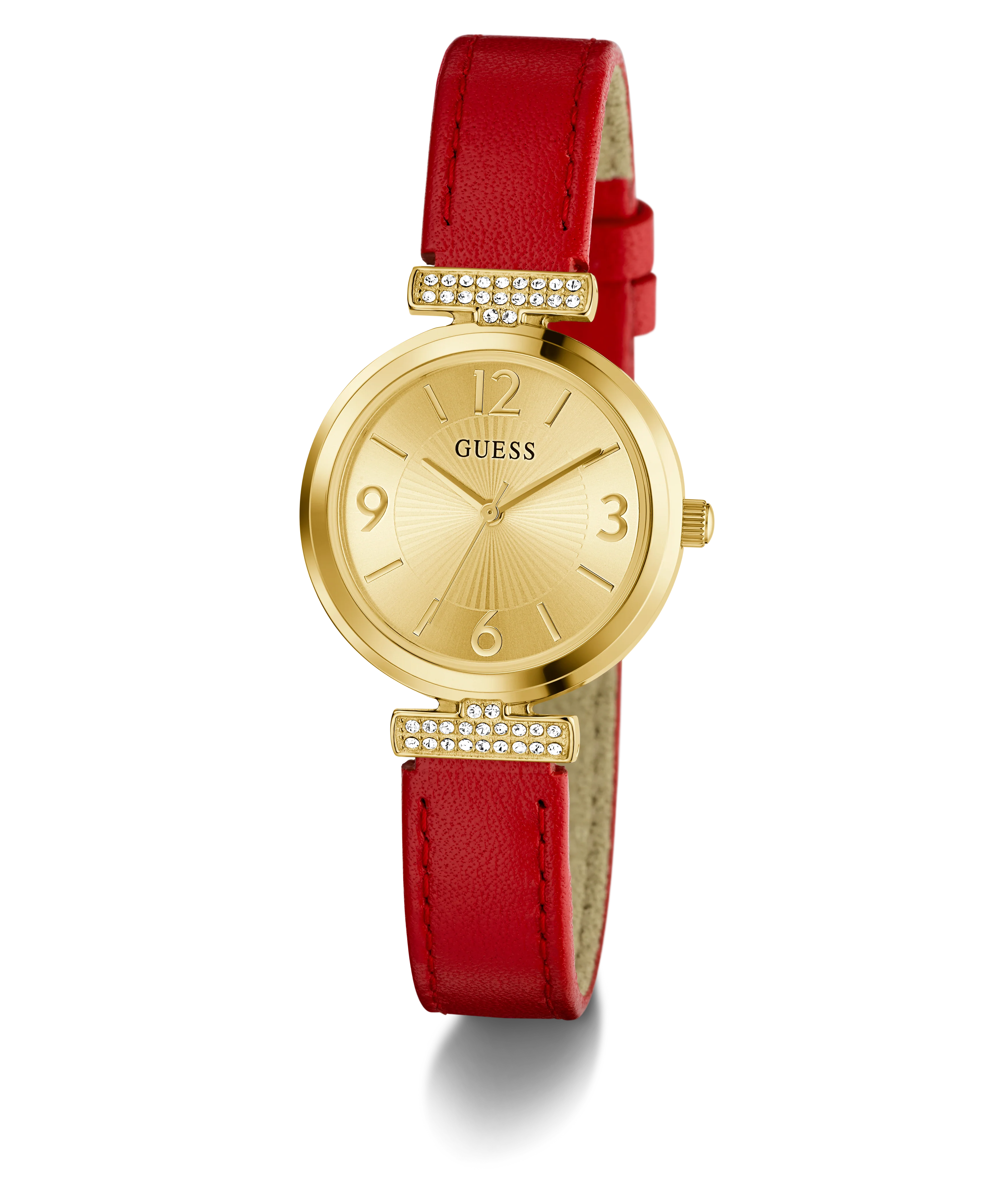 GUESS Ladies Red Gold Tone Analog Watch