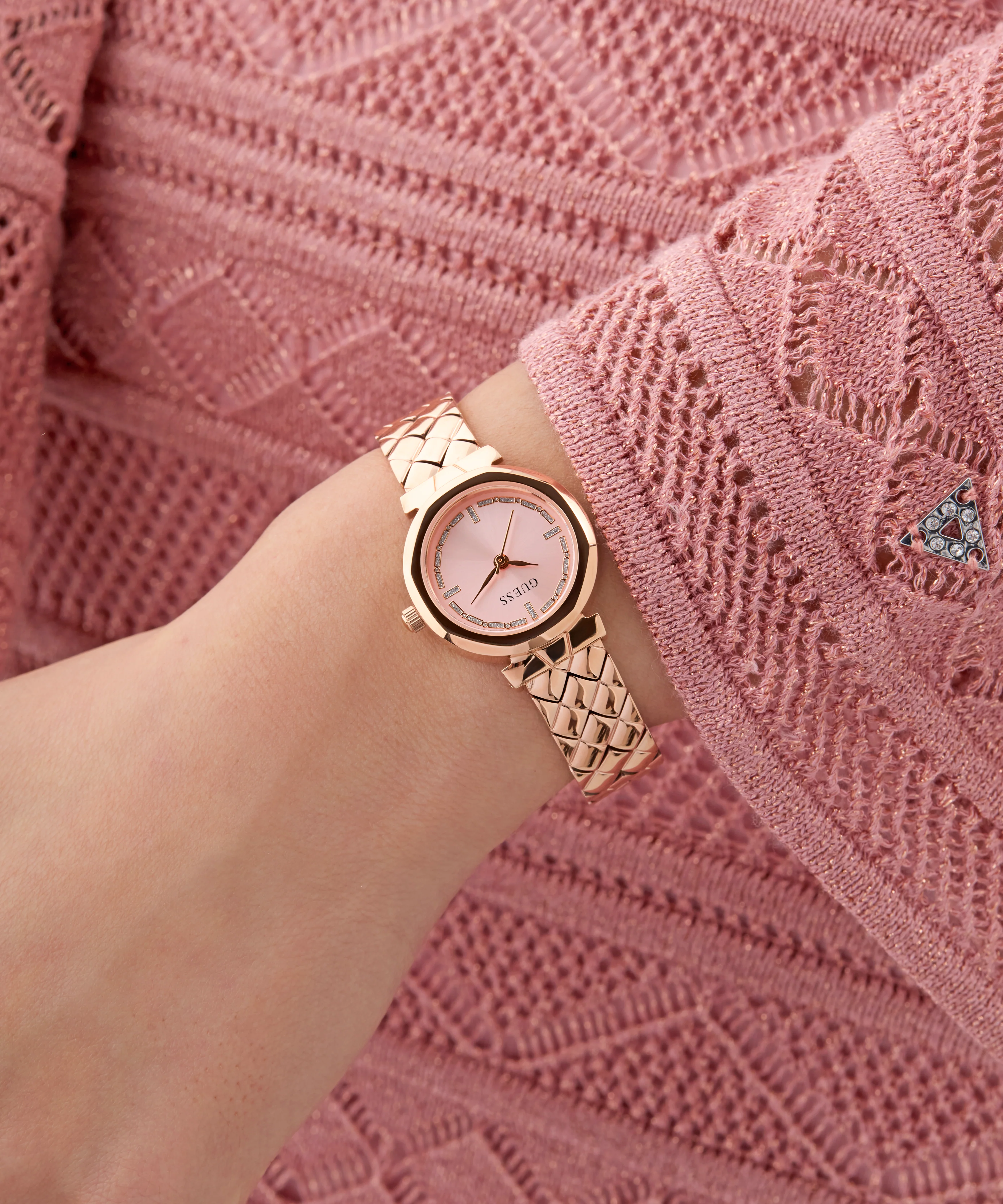 GUESS Ladies Rose Gold Tone Analog Watch