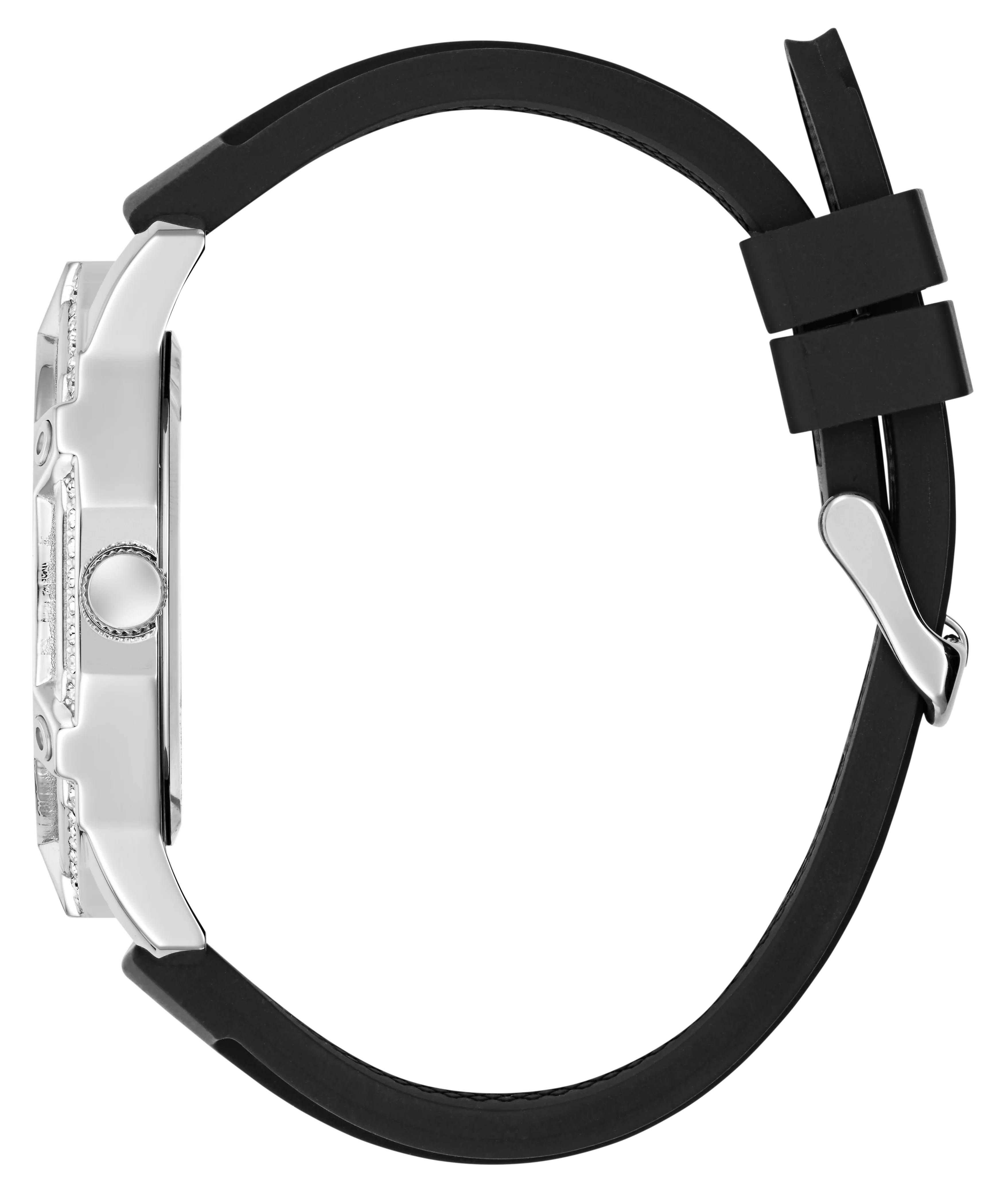 GUESS Mens Black Silver Tone Multi-function Watch