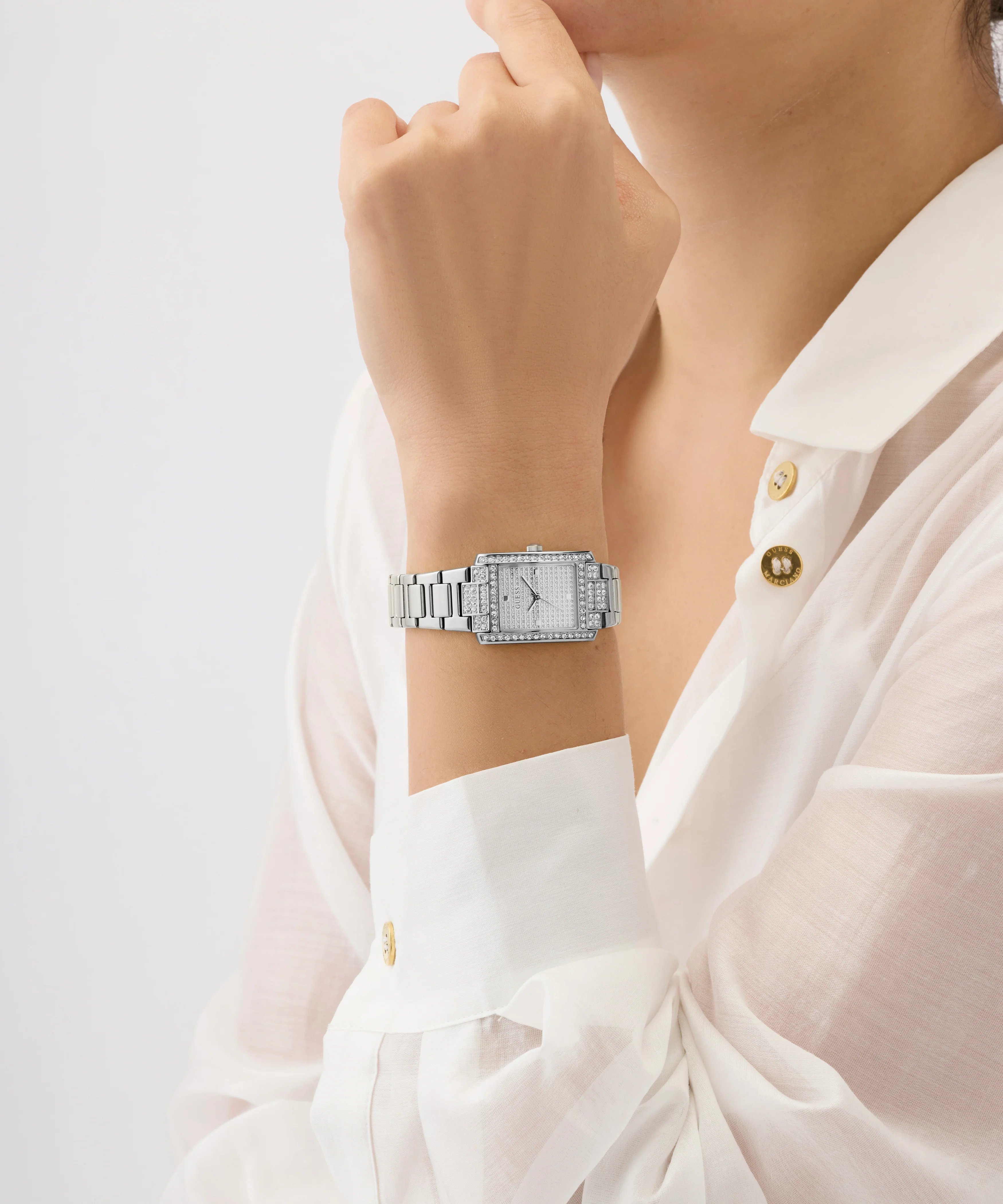 GUESS Ladies Silver Tone Analog Watch