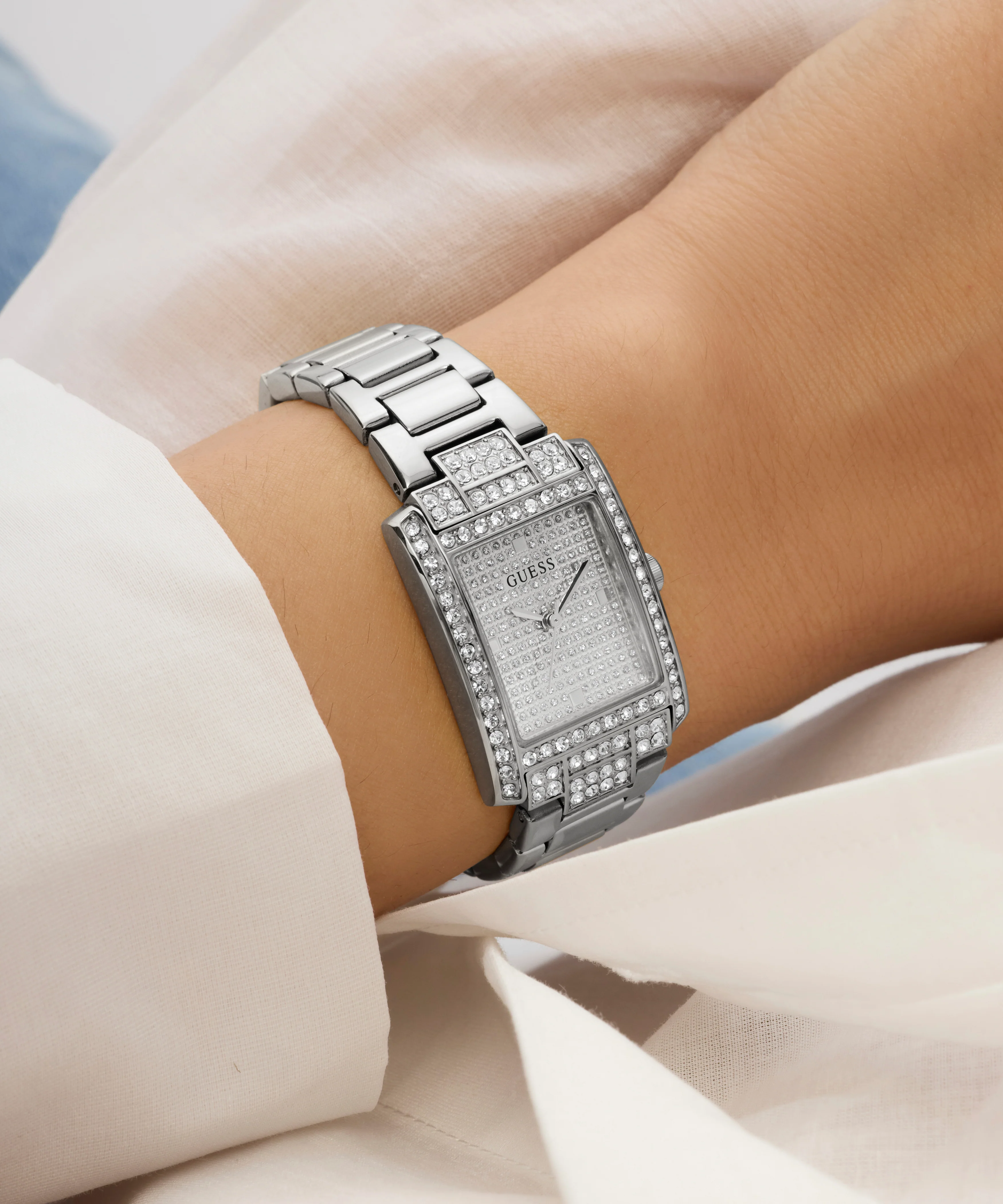 GUESS Ladies Silver Tone Analog Watch
