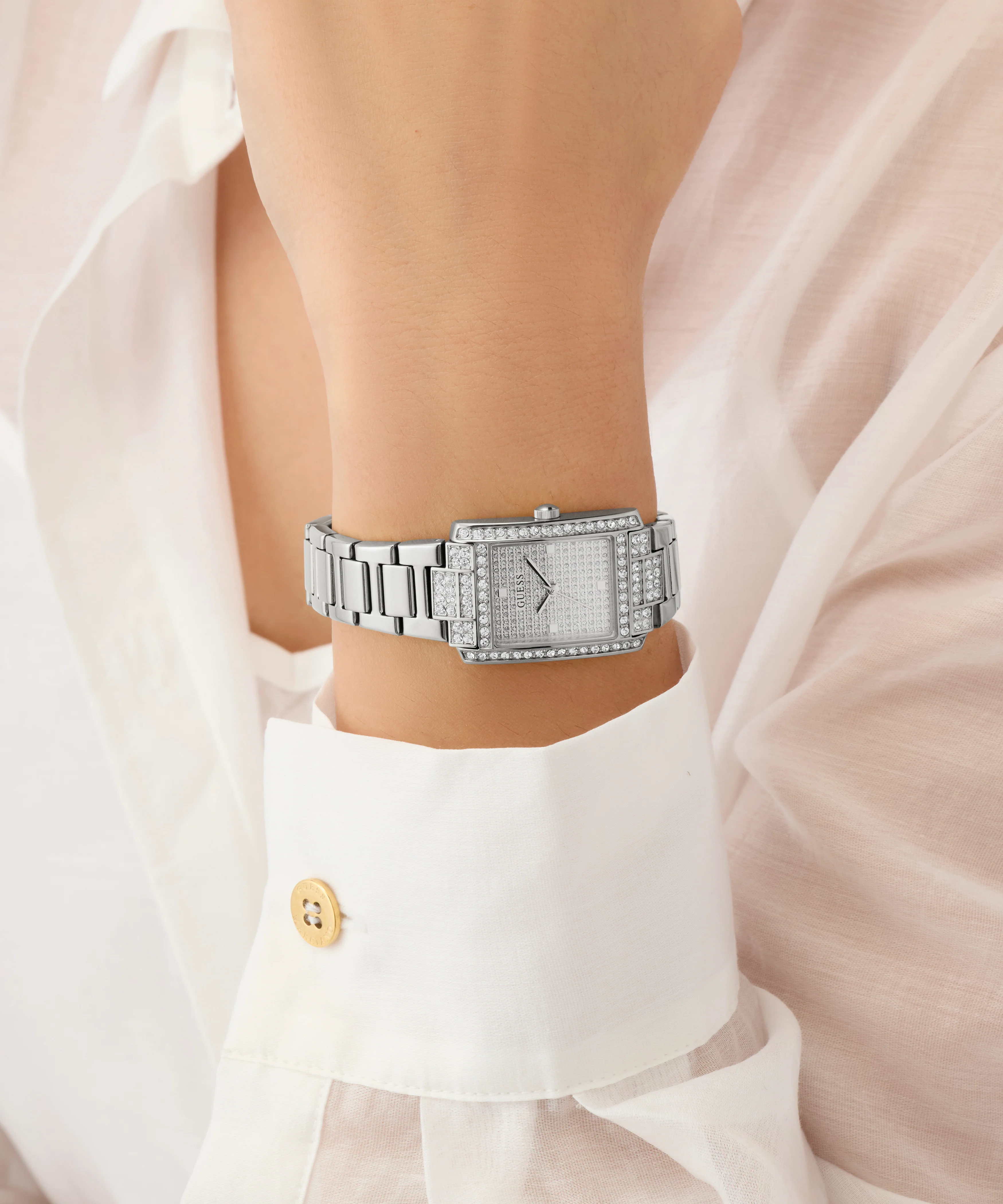 GUESS Ladies Silver Tone Analog Watch
