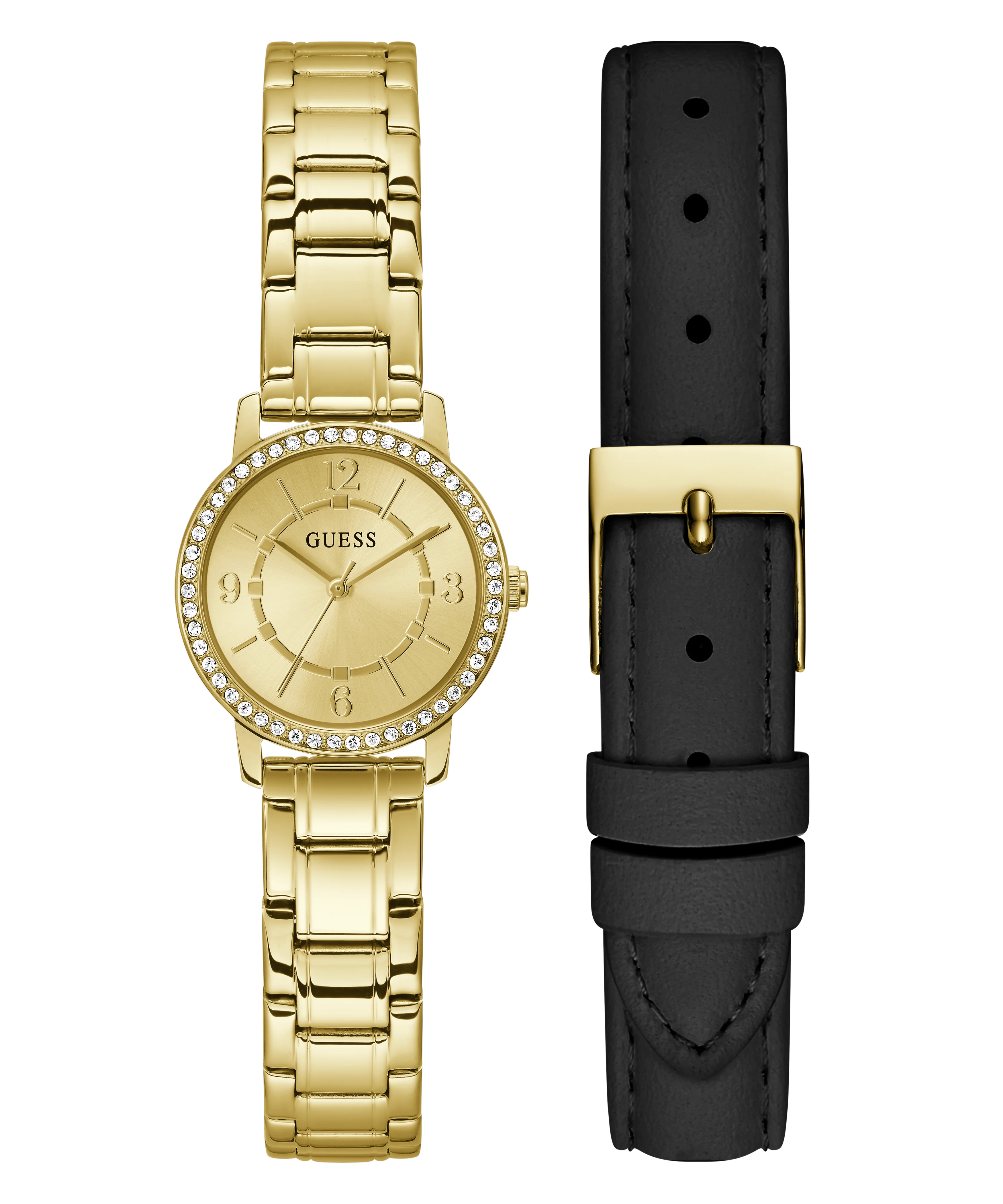GUESS Ladies Gold Tone Analog Watch Gift Set