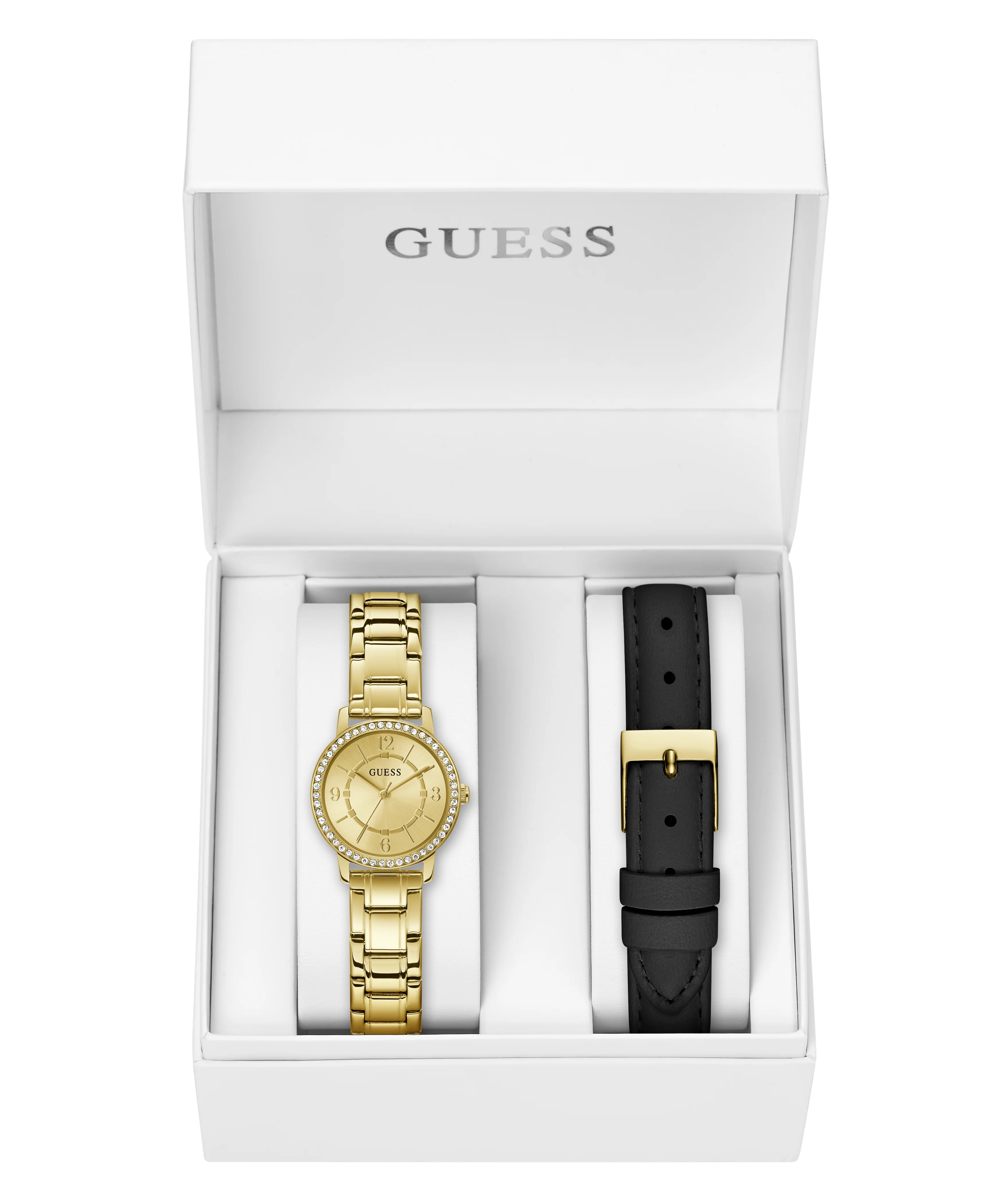 GUESS Ladies Gold Tone Analog Watch Gift Set