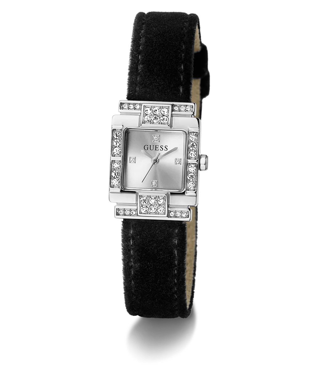 GUESS Ladies Black Silver Tone Analog Watch