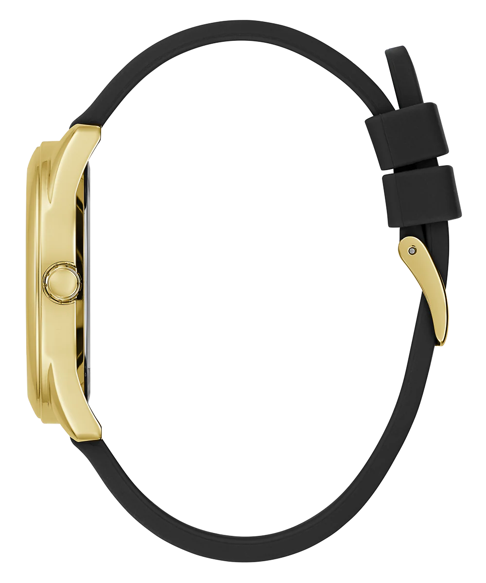 GUESS Ladies Black Gold Tone Analog Watch