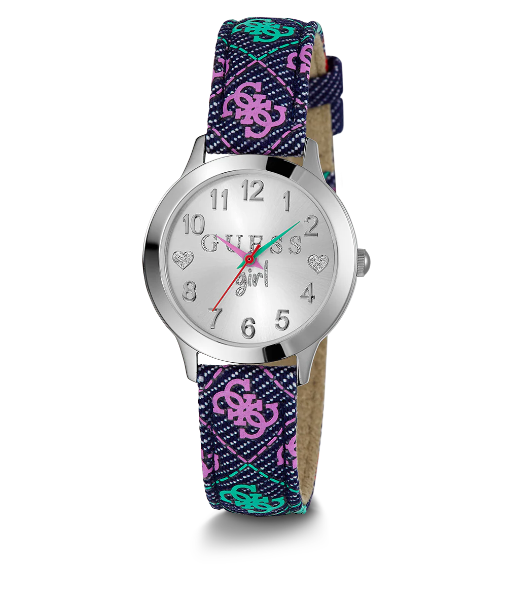 GUESS Kids Blue Silver Tone Analog Watch