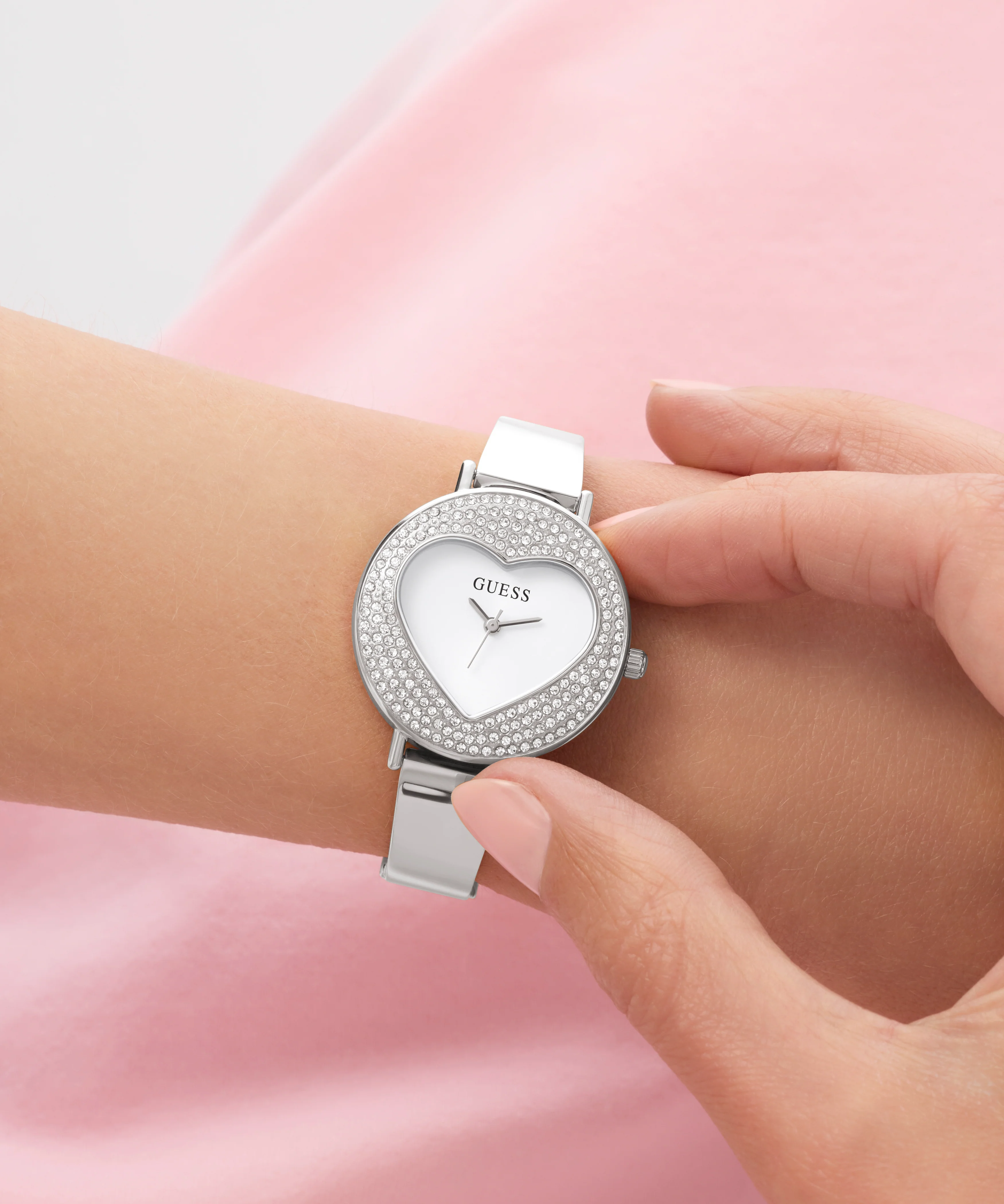 GUESS Ladies Silver Tone Analog Watch