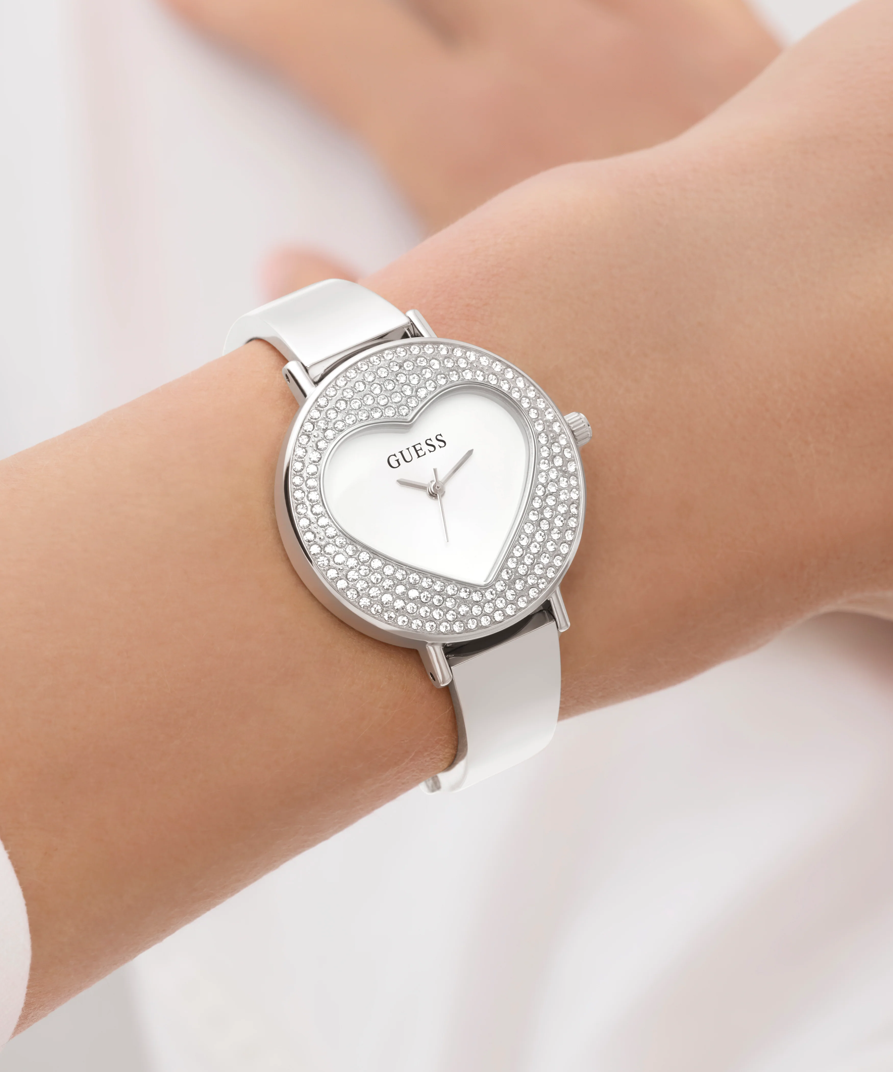 GUESS Ladies Silver Tone Analog Watch