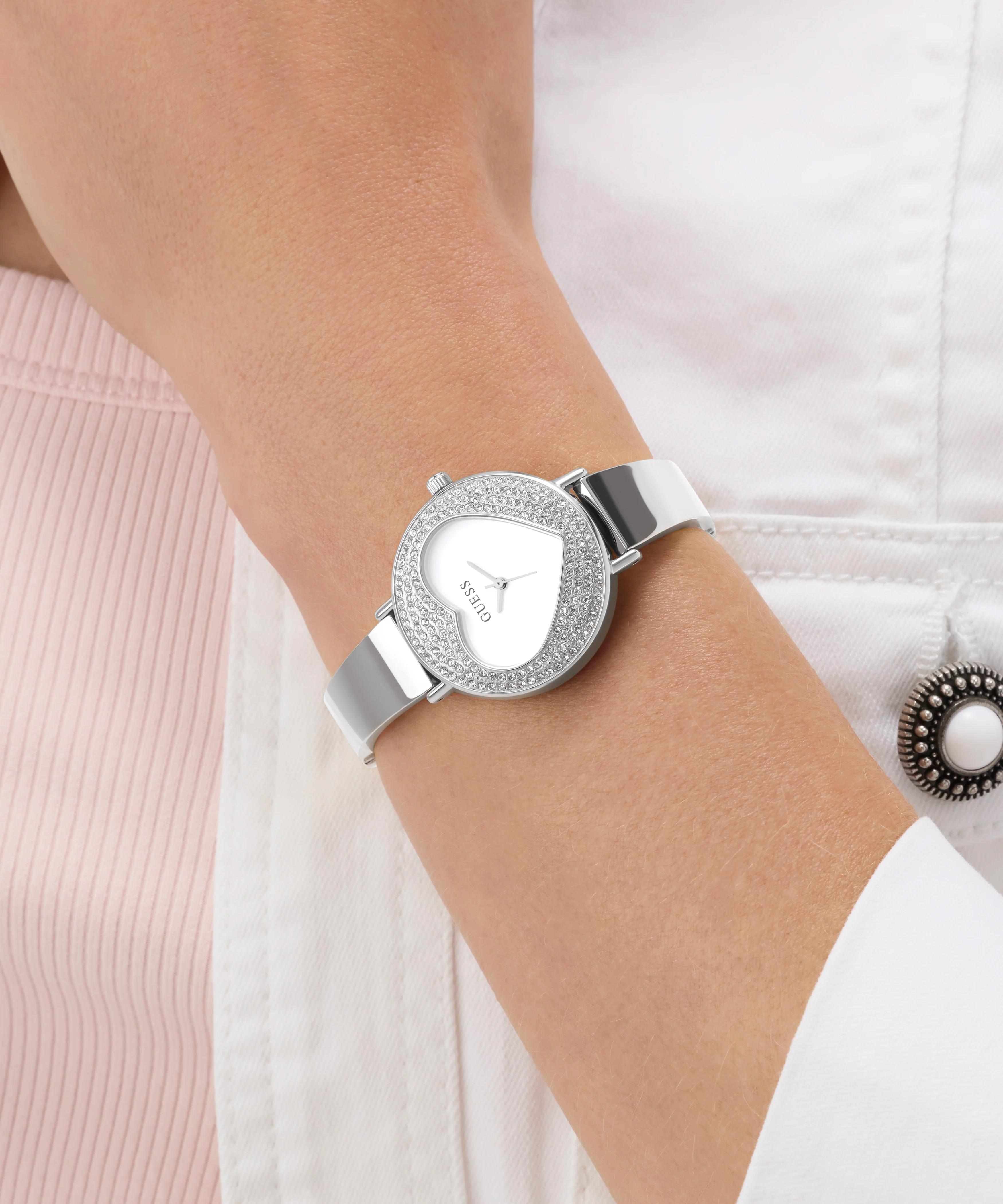 GUESS Ladies Silver Tone Analog Watch