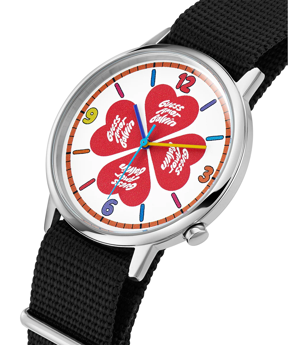 LIMITED EDITION J BALVIN X AMORE SILVER & NYLON STRAP WATCH