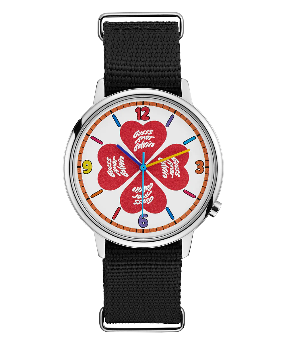 LIMITED EDITION J BALVIN X AMORE SILVER & NYLON STRAP WATCH