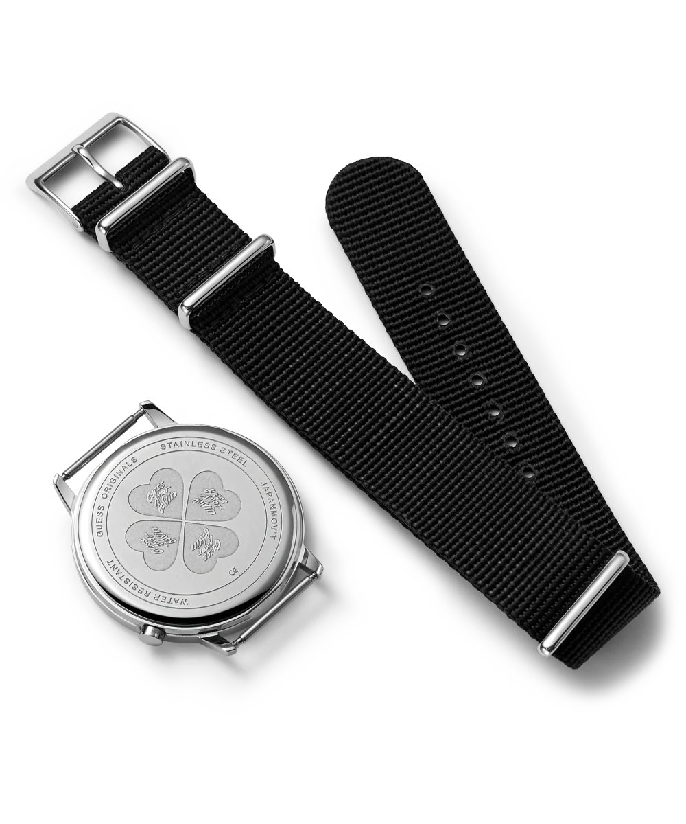 LIMITED EDITION J BALVIN X AMORE SILVER & NYLON STRAP WATCH