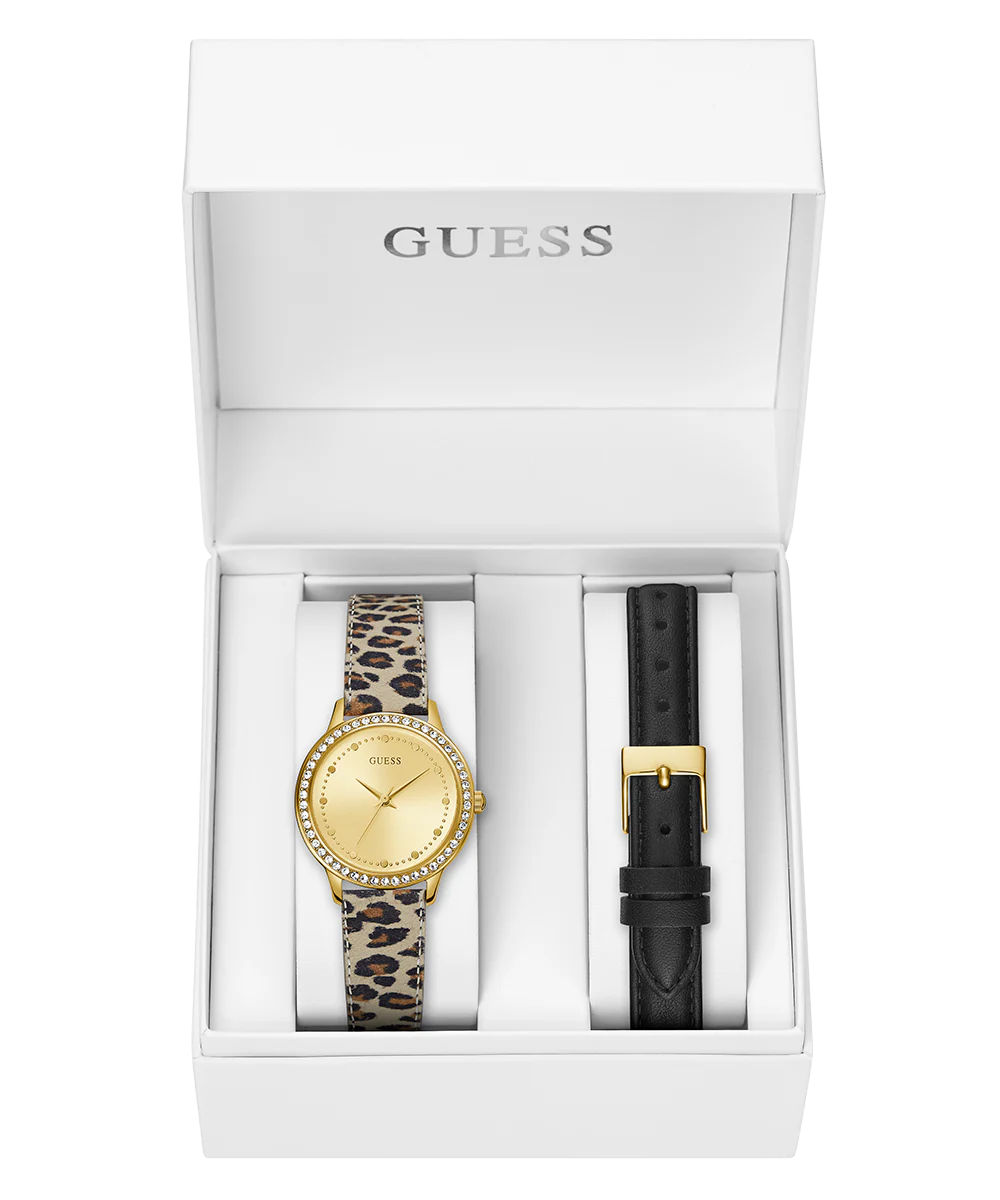 GUESS Ladies Gold Tone Analog Watch Gift Set
