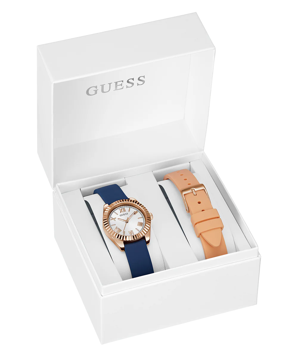 GUESS Ladies Rose Gold Tone Analog Watch Gift Set