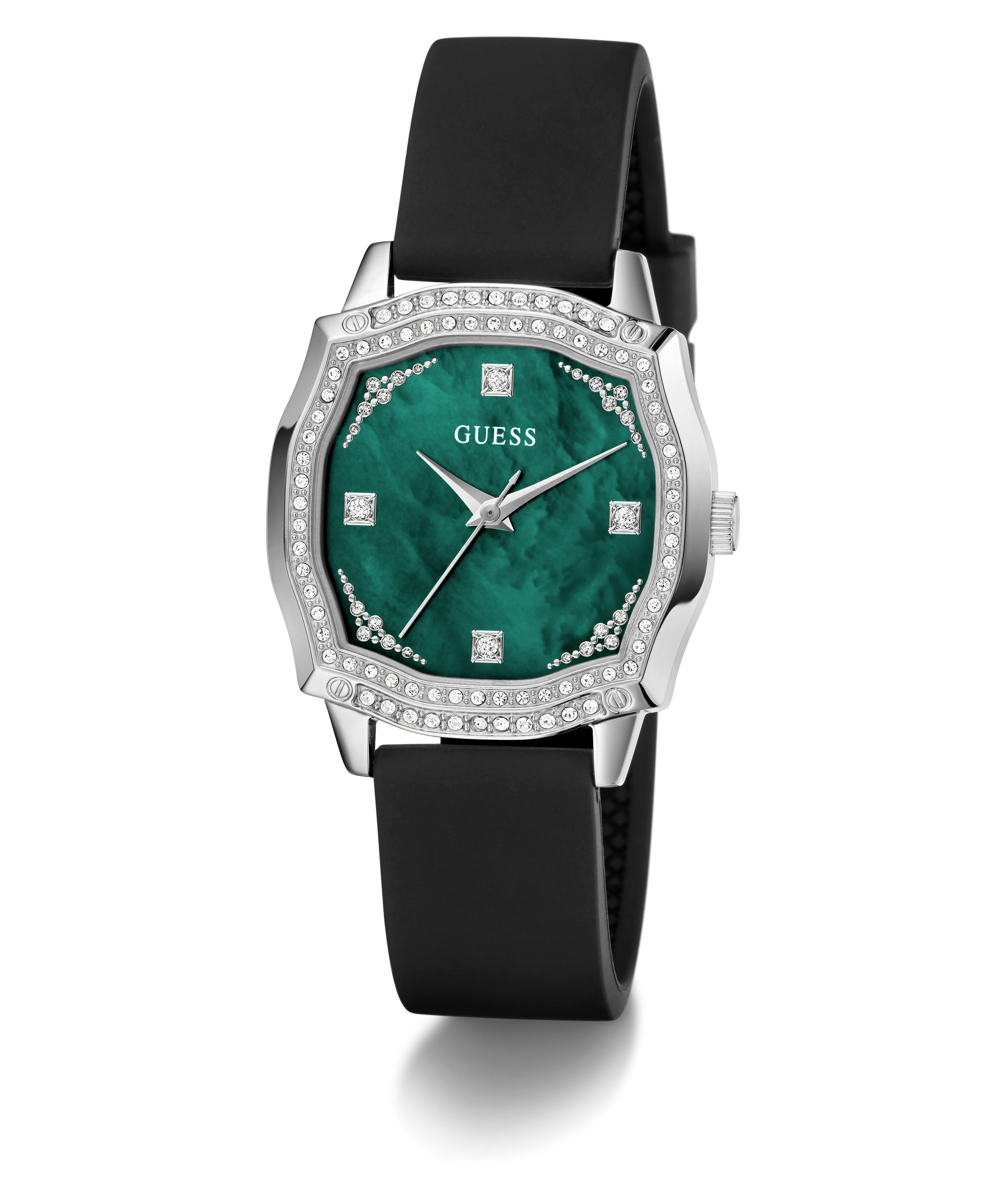 GUESS Ladies Black Silver Tone Analog Watch