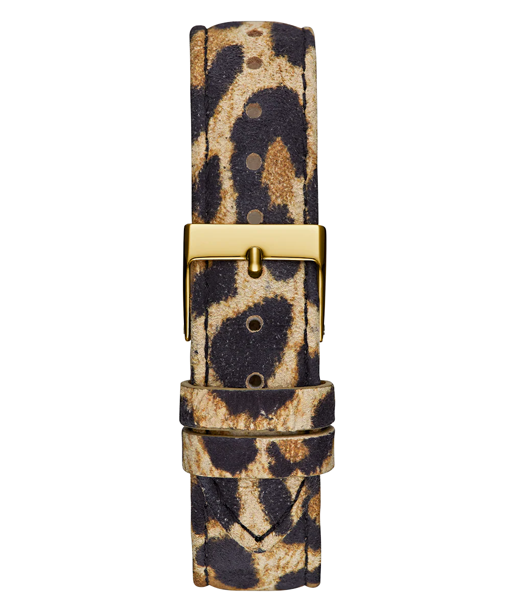 GUESS Ladies Leopard Gold Tone Analog Watch