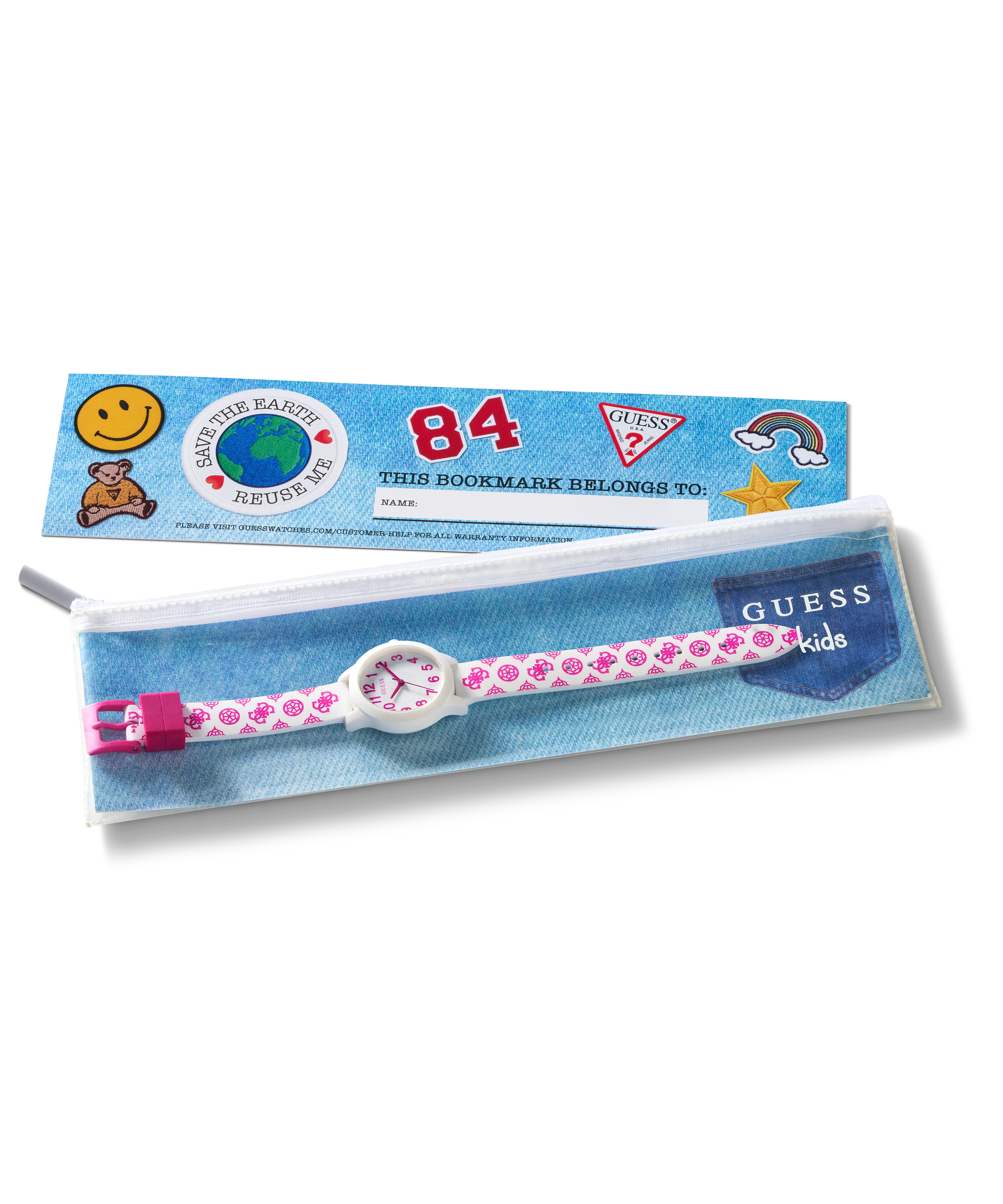 GUESS Kids Pink White Analog Watch