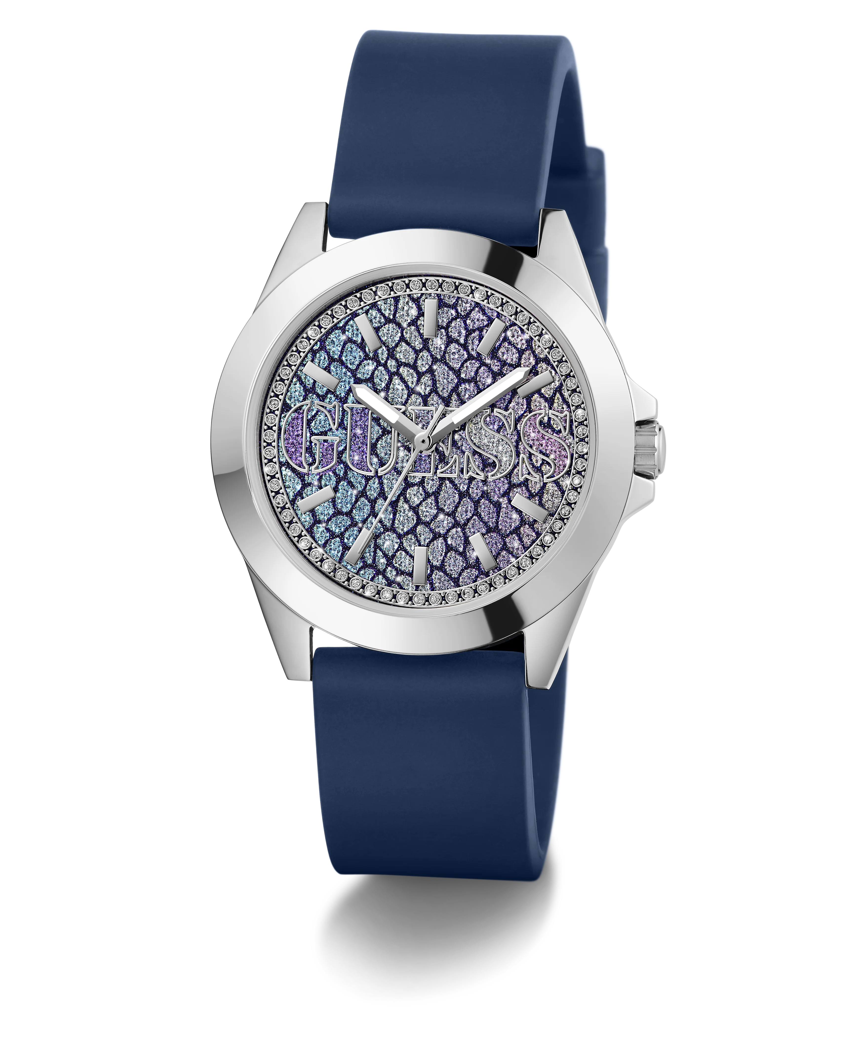 GUESS Ladies Blue Silver Tone Analog Watch