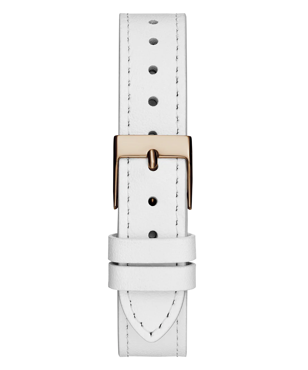 GUESS Ladies White Rose Gold Tone Analog Watch