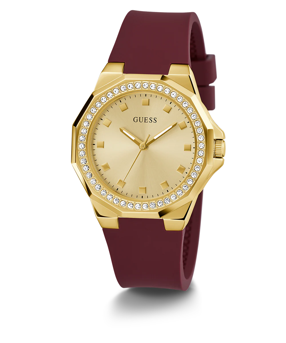 GUESS Ladies Red Gold Tone Analog Watch