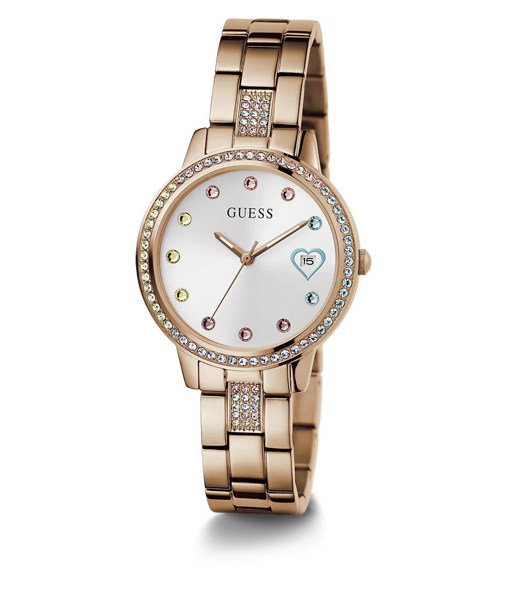 GUESS Ladies Rose Gold Tone Date Watch