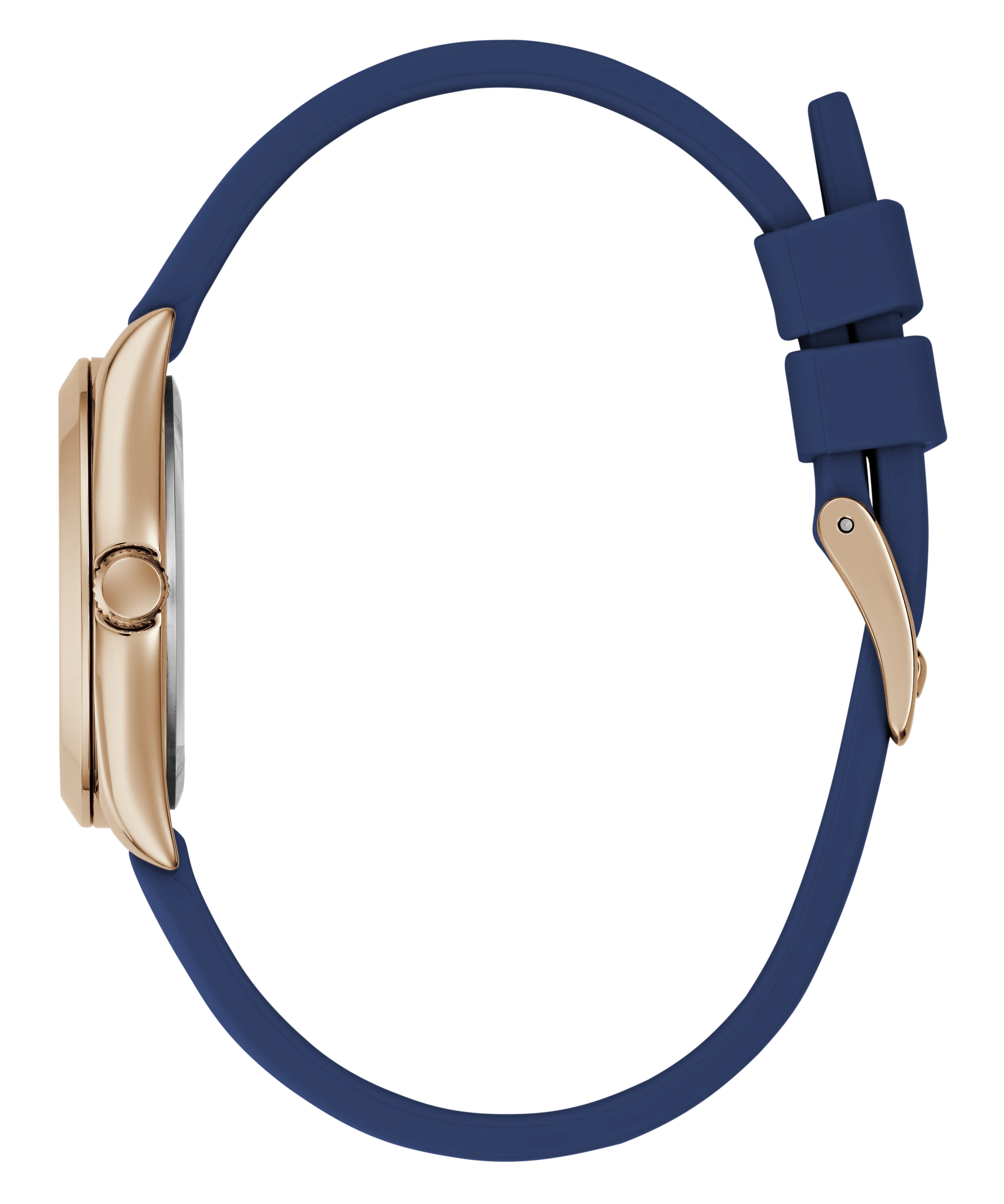 GUESS Ladies Blue Rose Gold Tone Analog Watch
