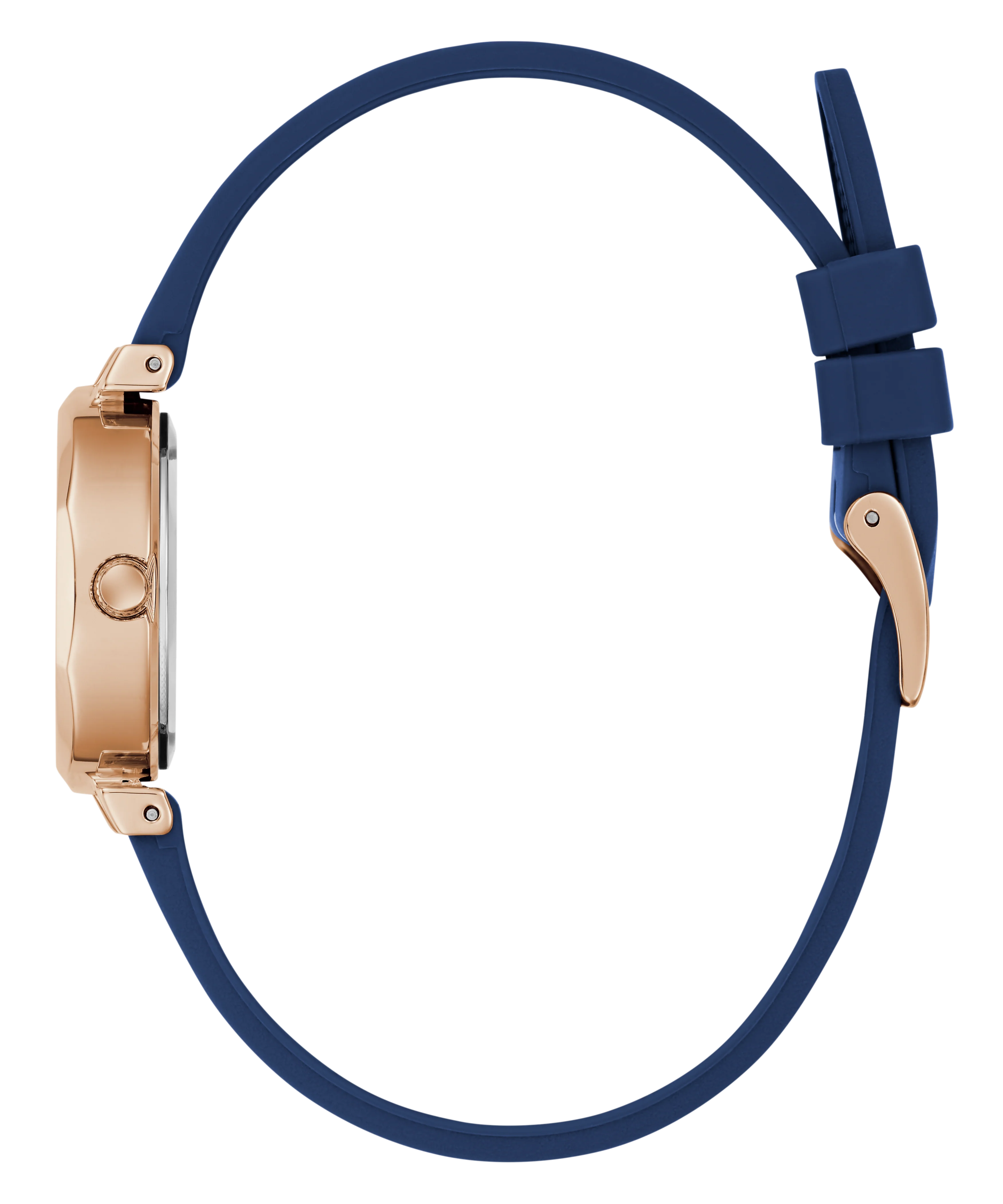 GUESS Ladies Blue Rose Gold Tone Analog Watch
