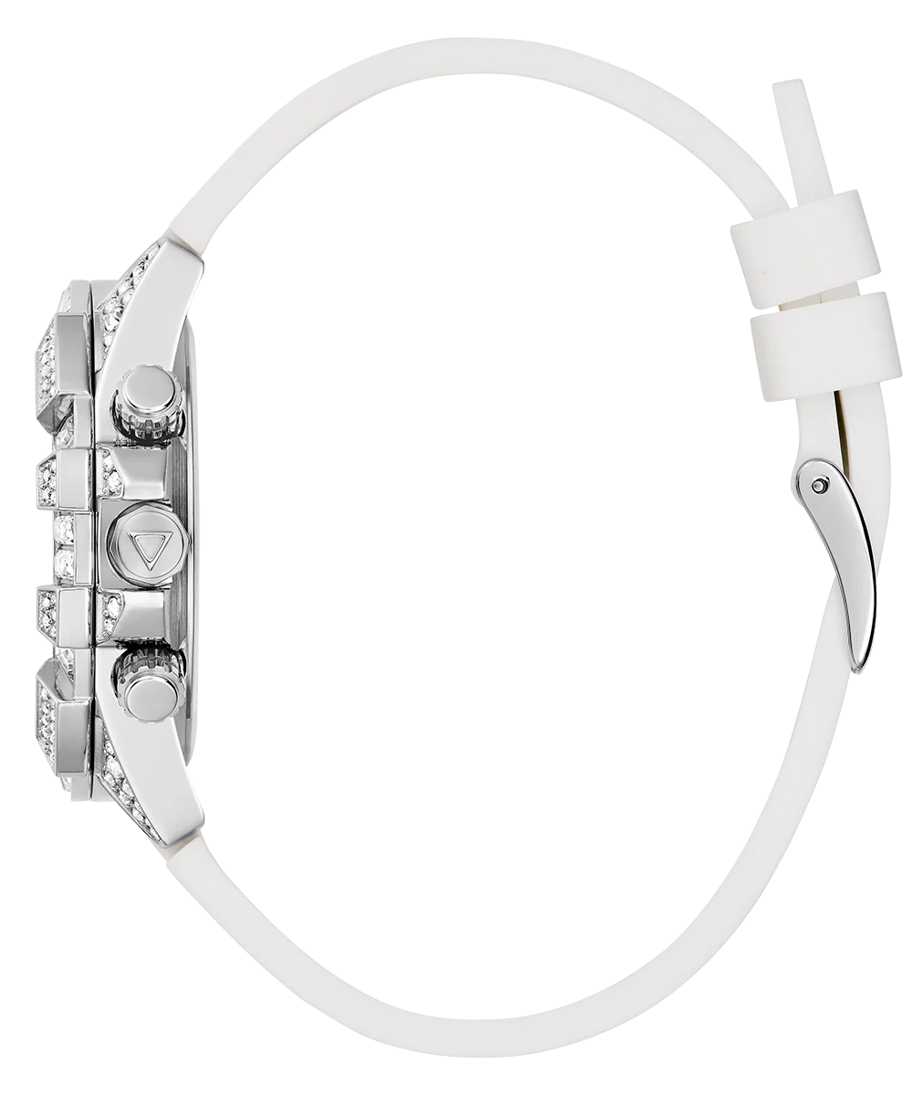 40th Anniversary Special Edition GUESS Ladies White Silver Tone Multi-function Watch