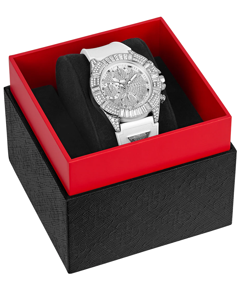 40th Anniversary Special Edition GUESS Ladies White Silver Tone Multi-function Watch