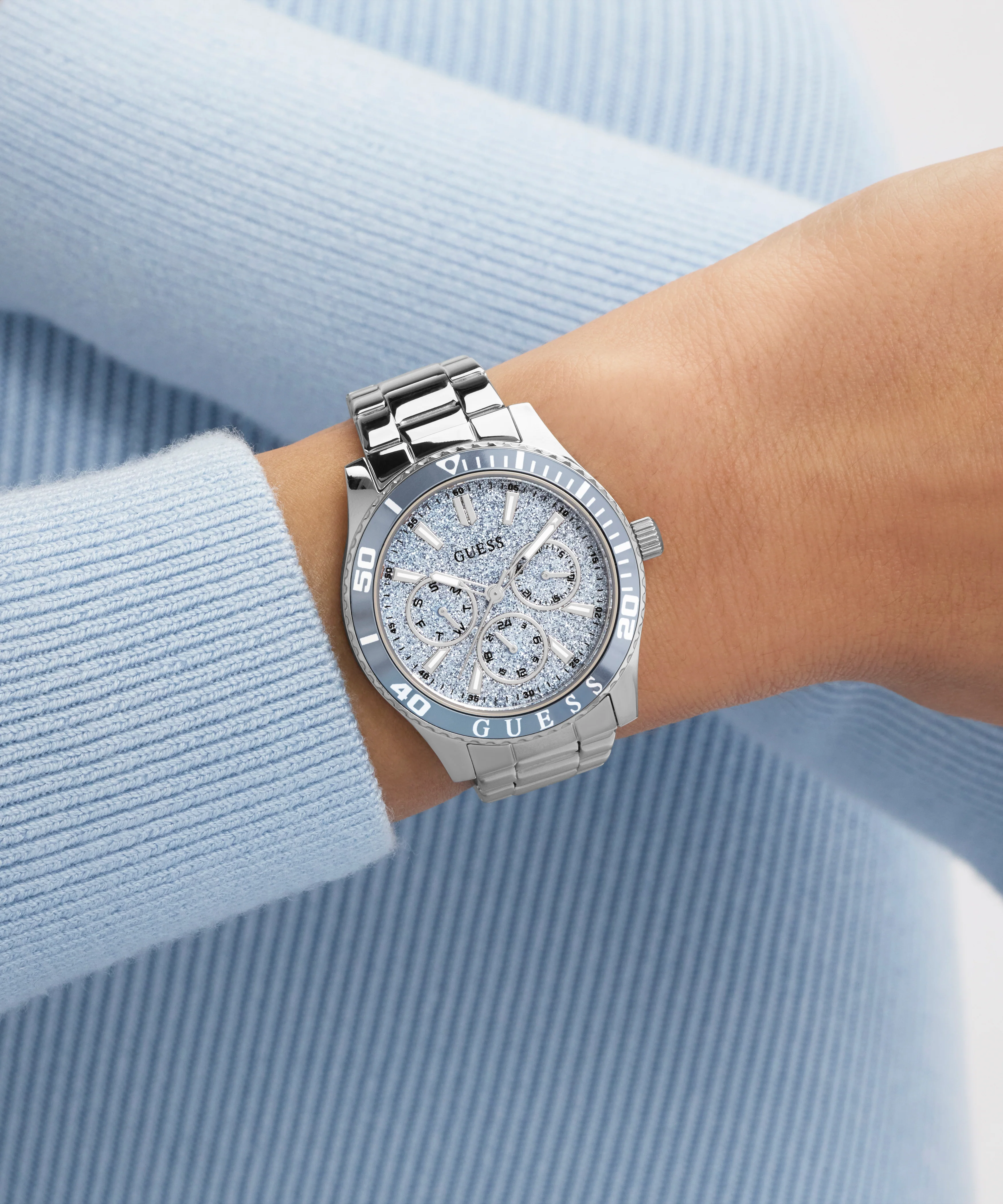 GUESS Ladies Silver Tone Analog Watch