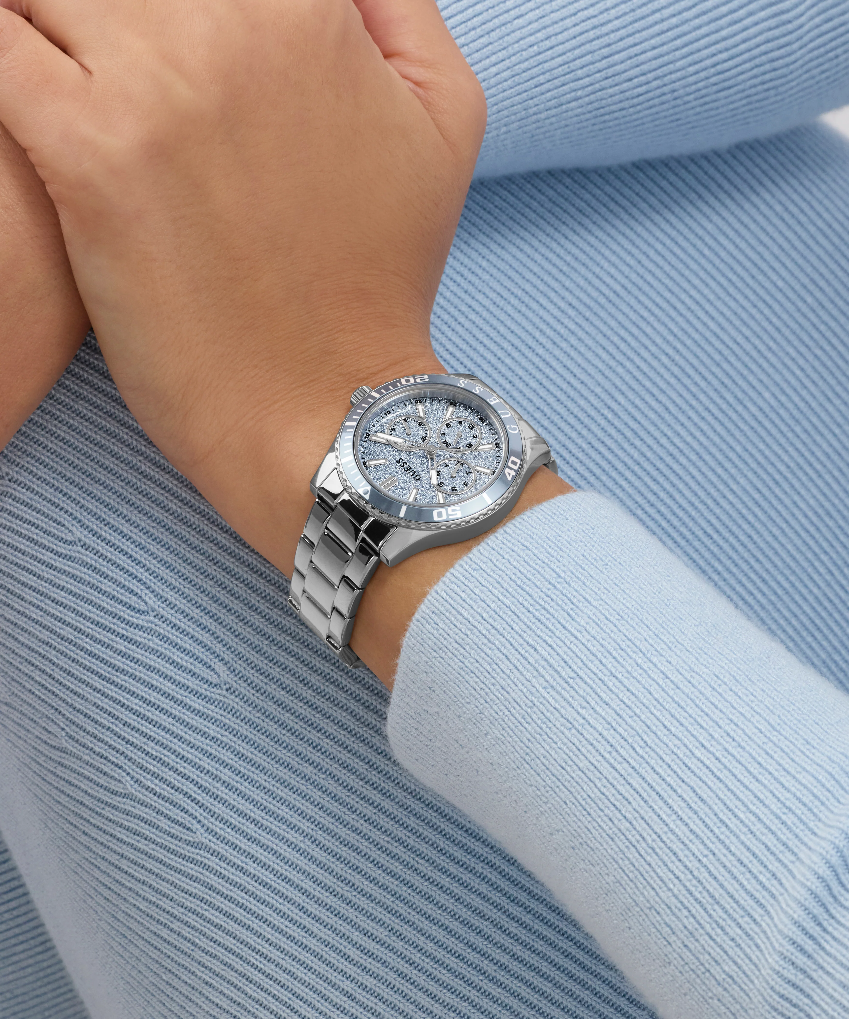 GUESS Ladies Silver Tone Analog Watch