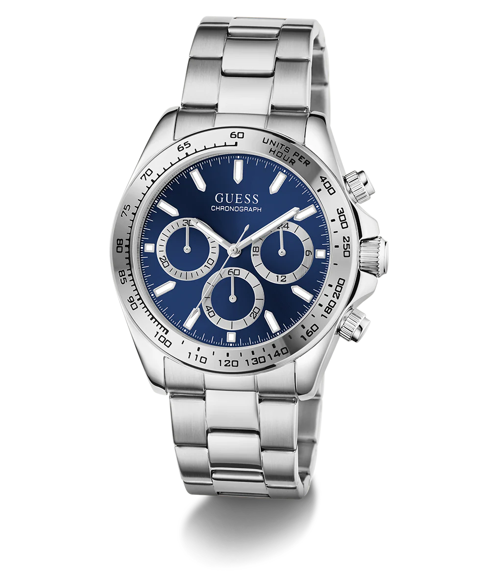 GUESS Mens Arthur Silver Tone Analog Watch