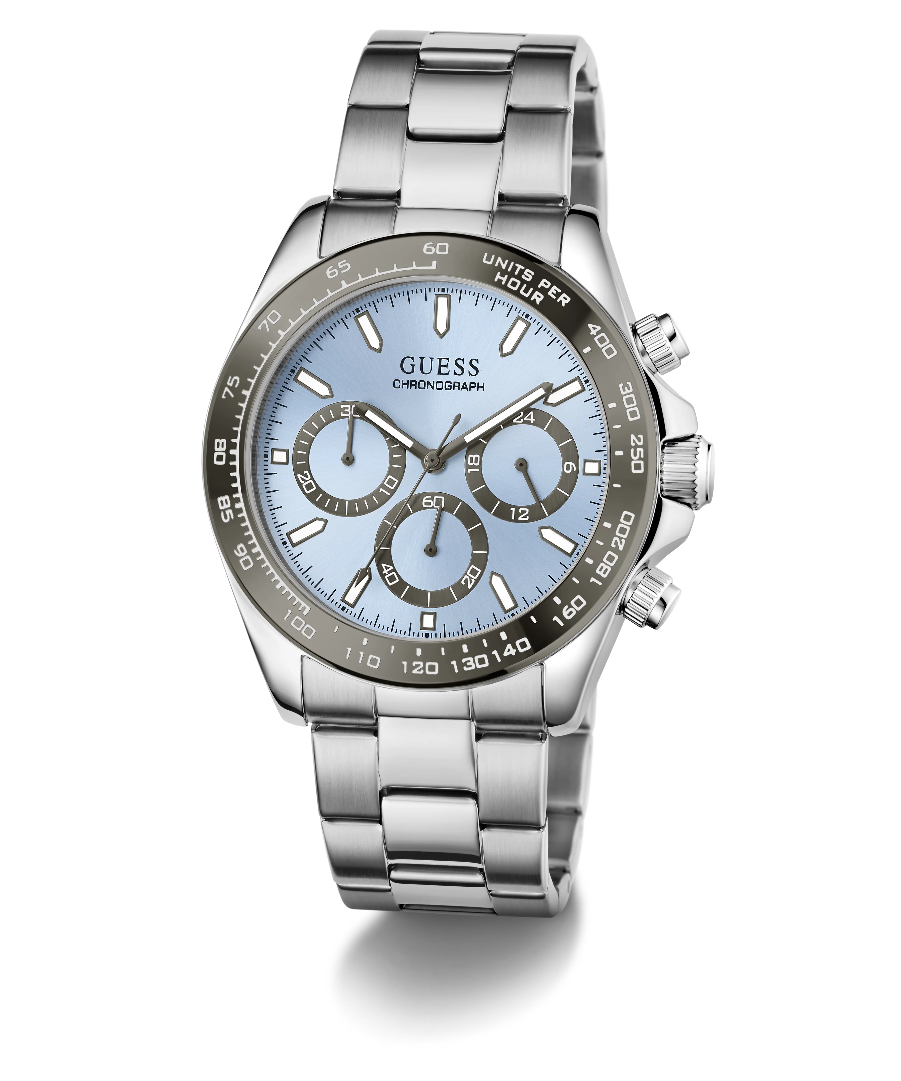 GUESS Mens Arthur Silver Tone Analog Watch