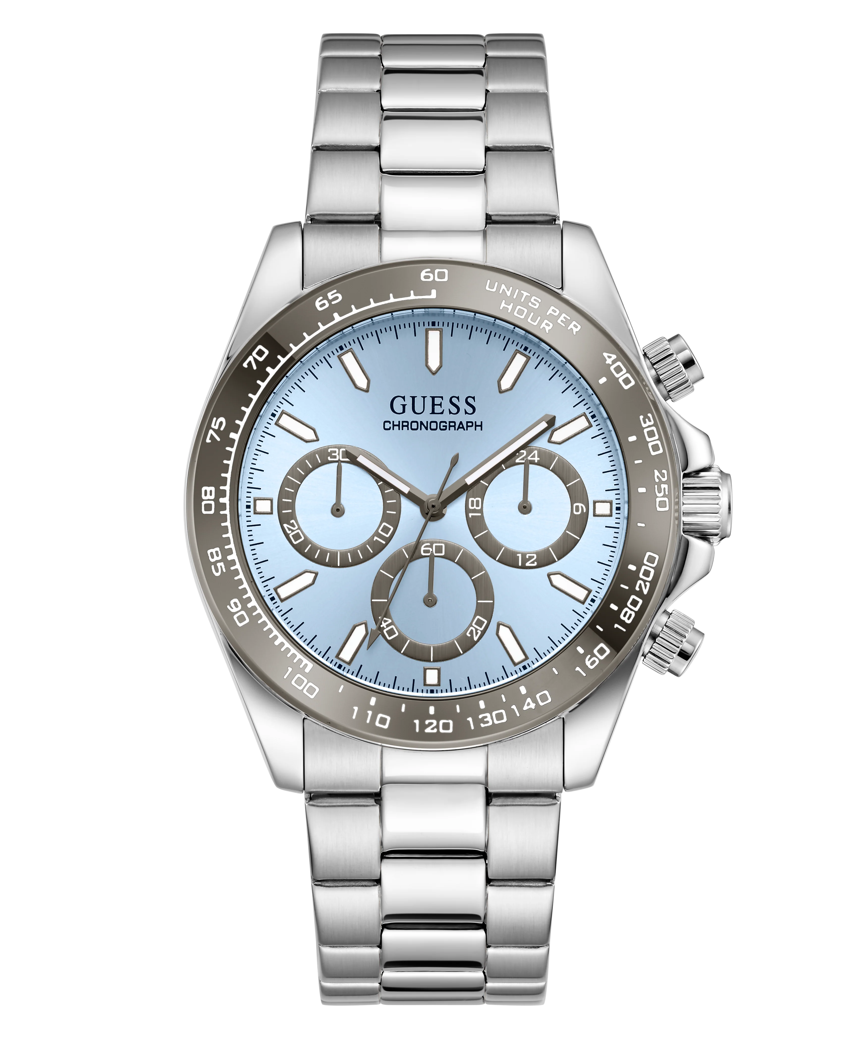 GUESS Mens Arthur Silver Tone Analog Watch