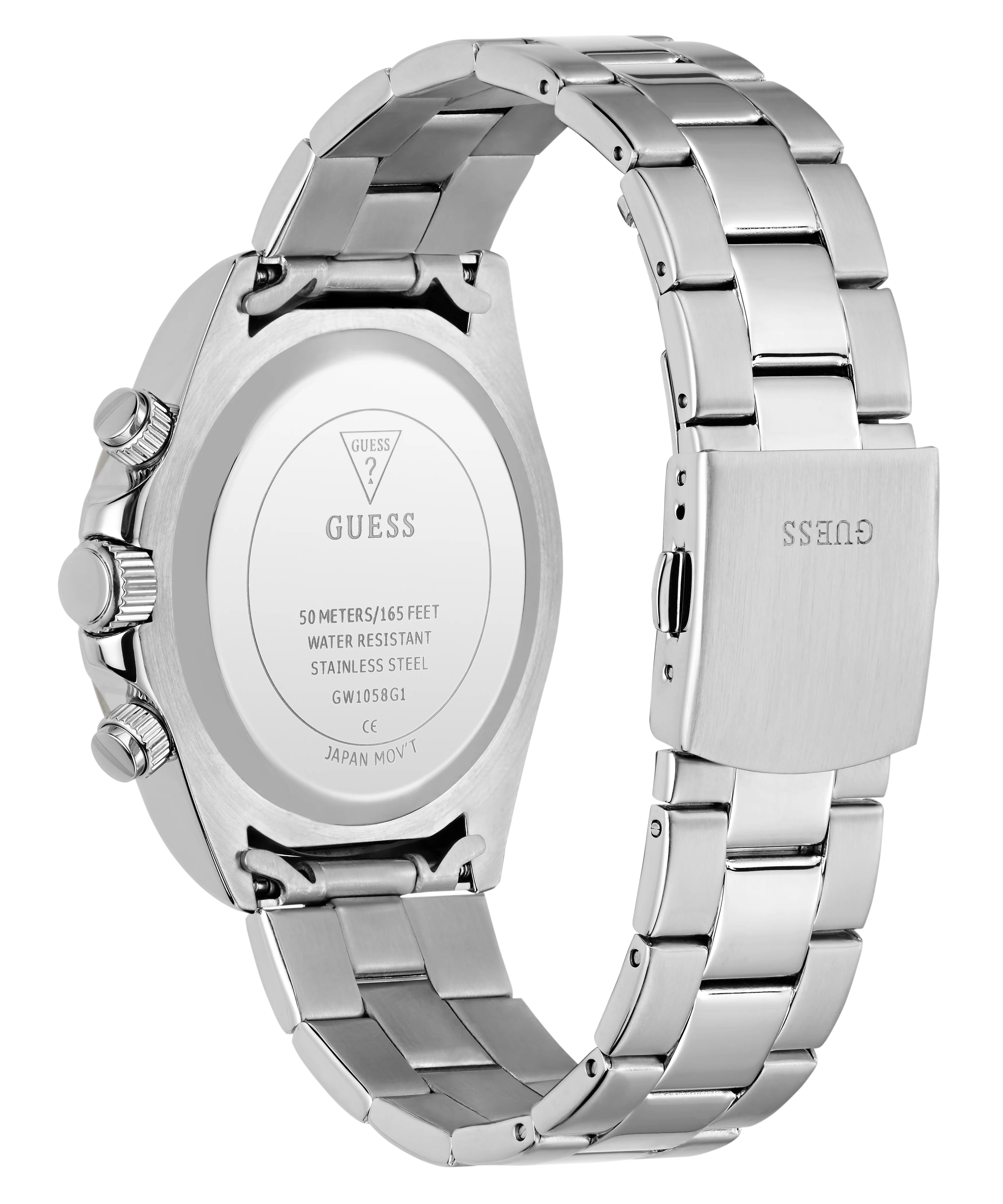 GUESS Mens Arthur Silver Tone Analog Watch