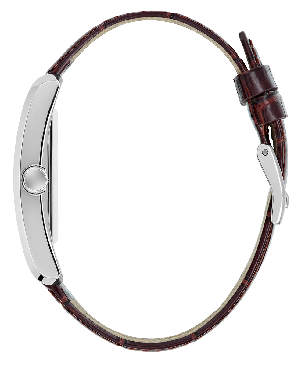 GUESS Mens Brown Silver Tone Analog Watch