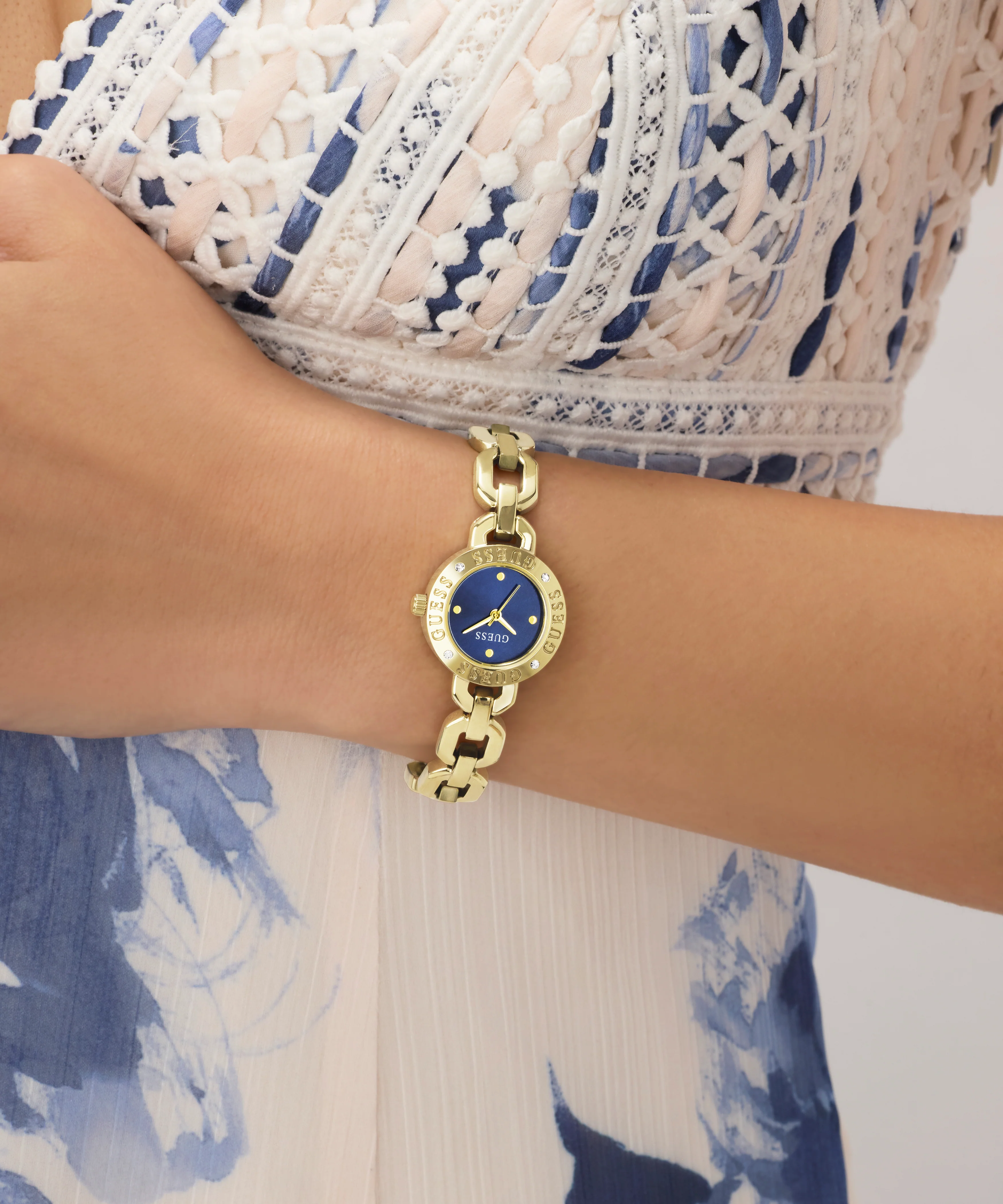 GUESS Ladies Siren Gold Tone Analog Watch