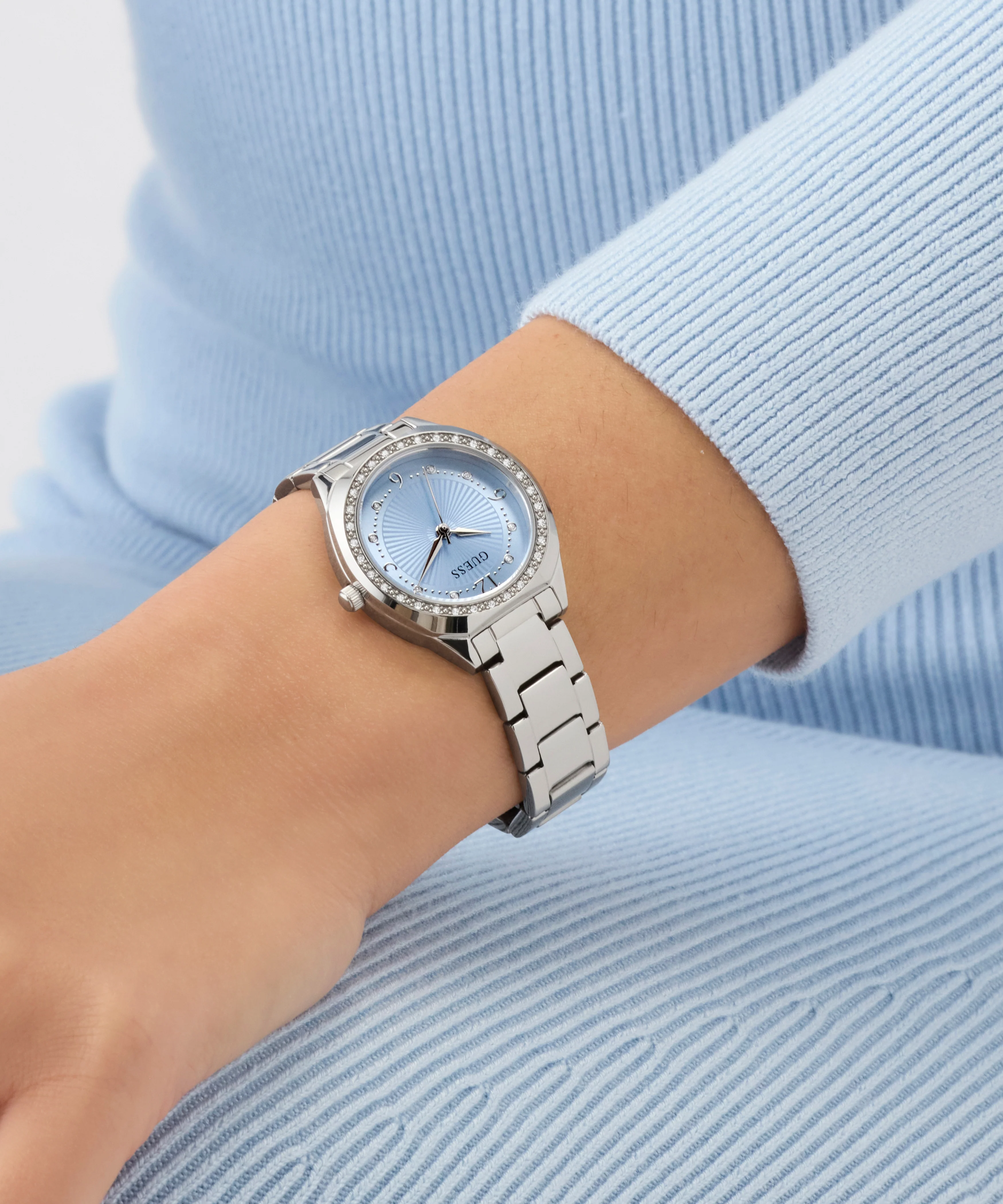 GUESS Ladies Silver Tone Analog Watch