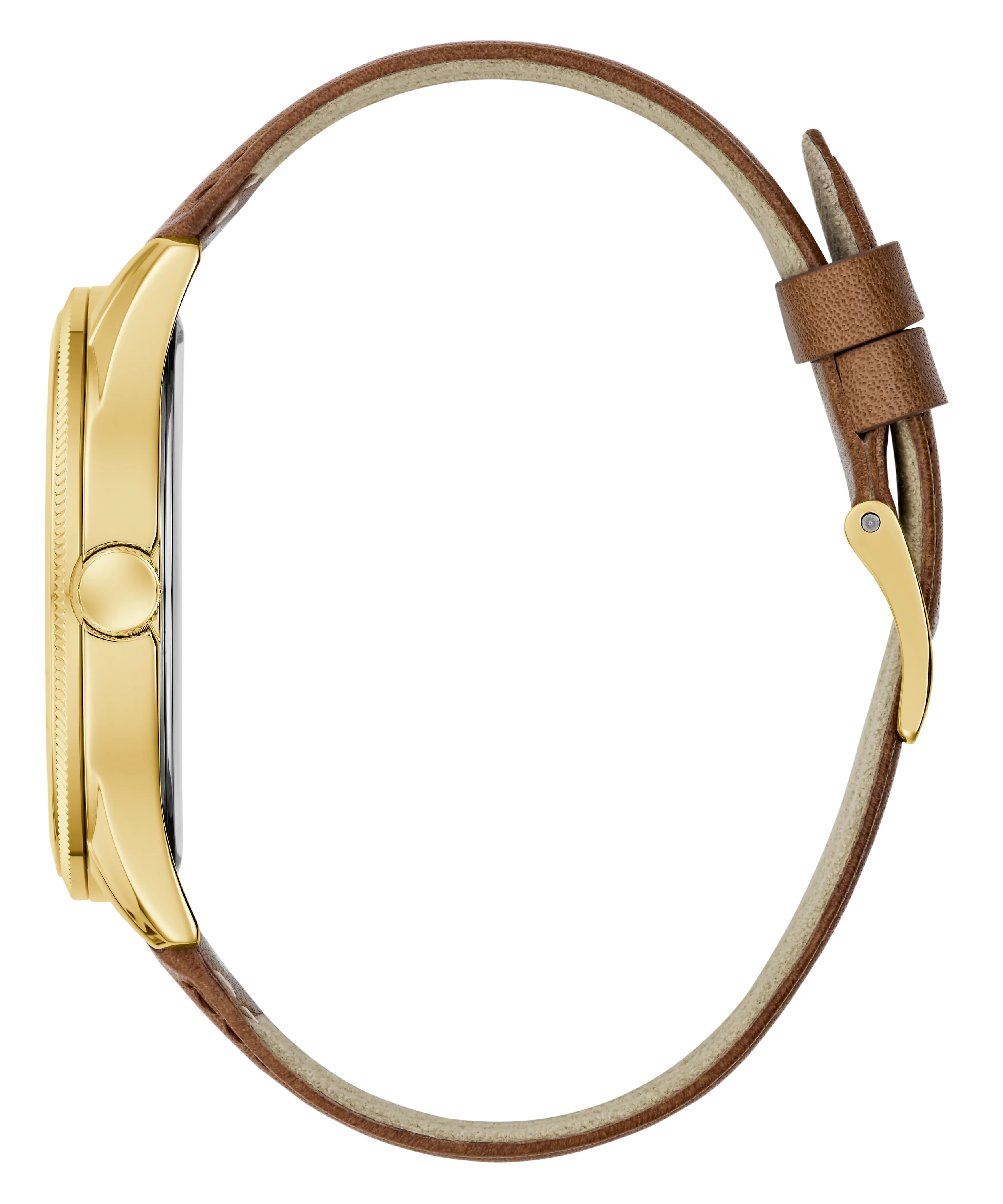 GUESS Mens Brown Gold Tone Analog Watch