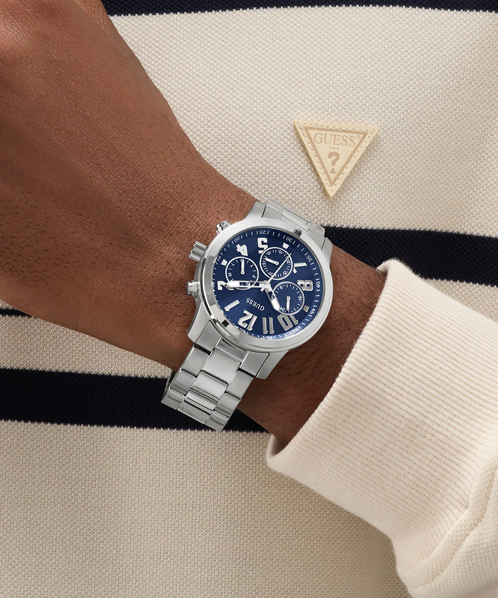 GUESS Mens Silver Tone Analog Watch