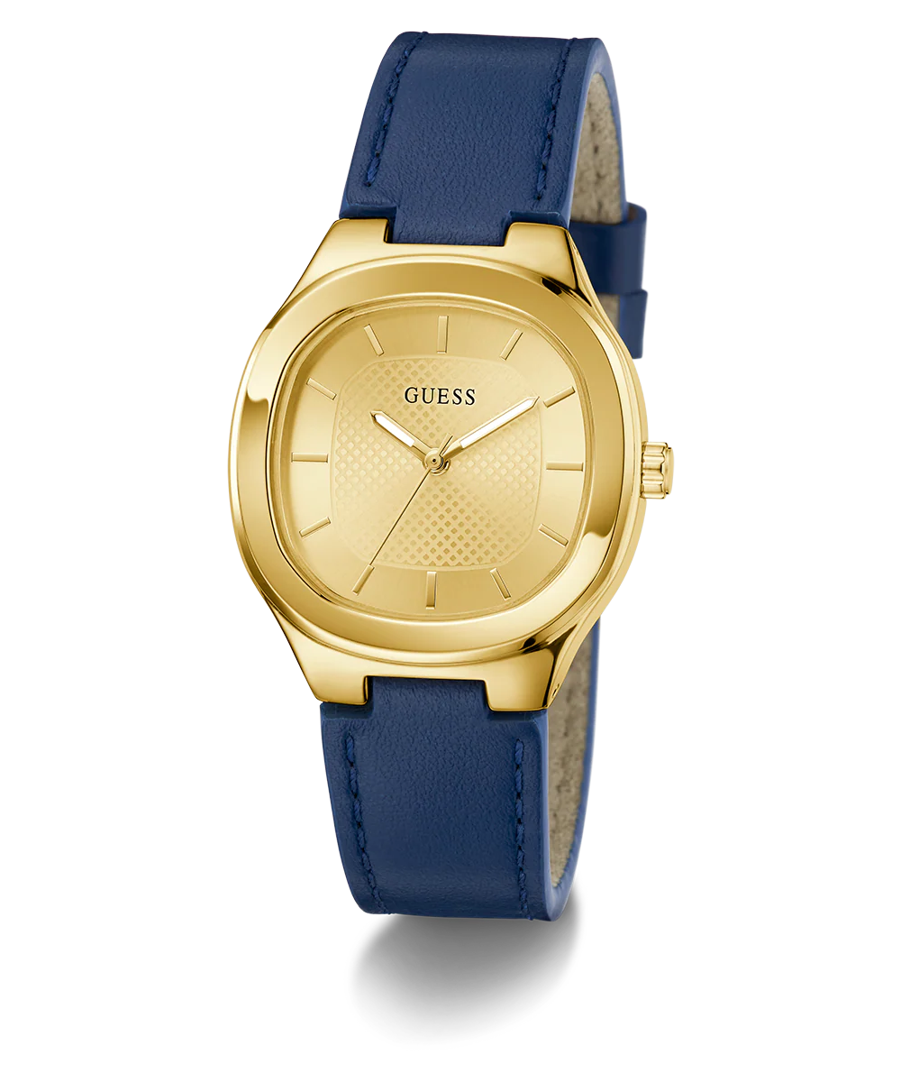 GUESS Ladies Blue Gold Tone Analog Watch