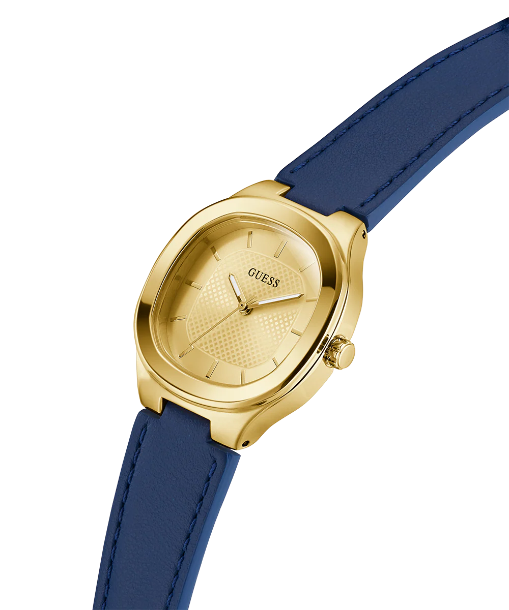 GUESS Ladies Blue Gold Tone Analog Watch