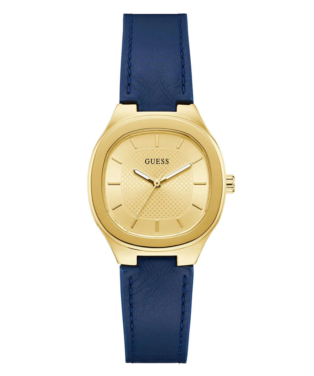 GUESS Ladies Blue Gold Tone Analog Watch