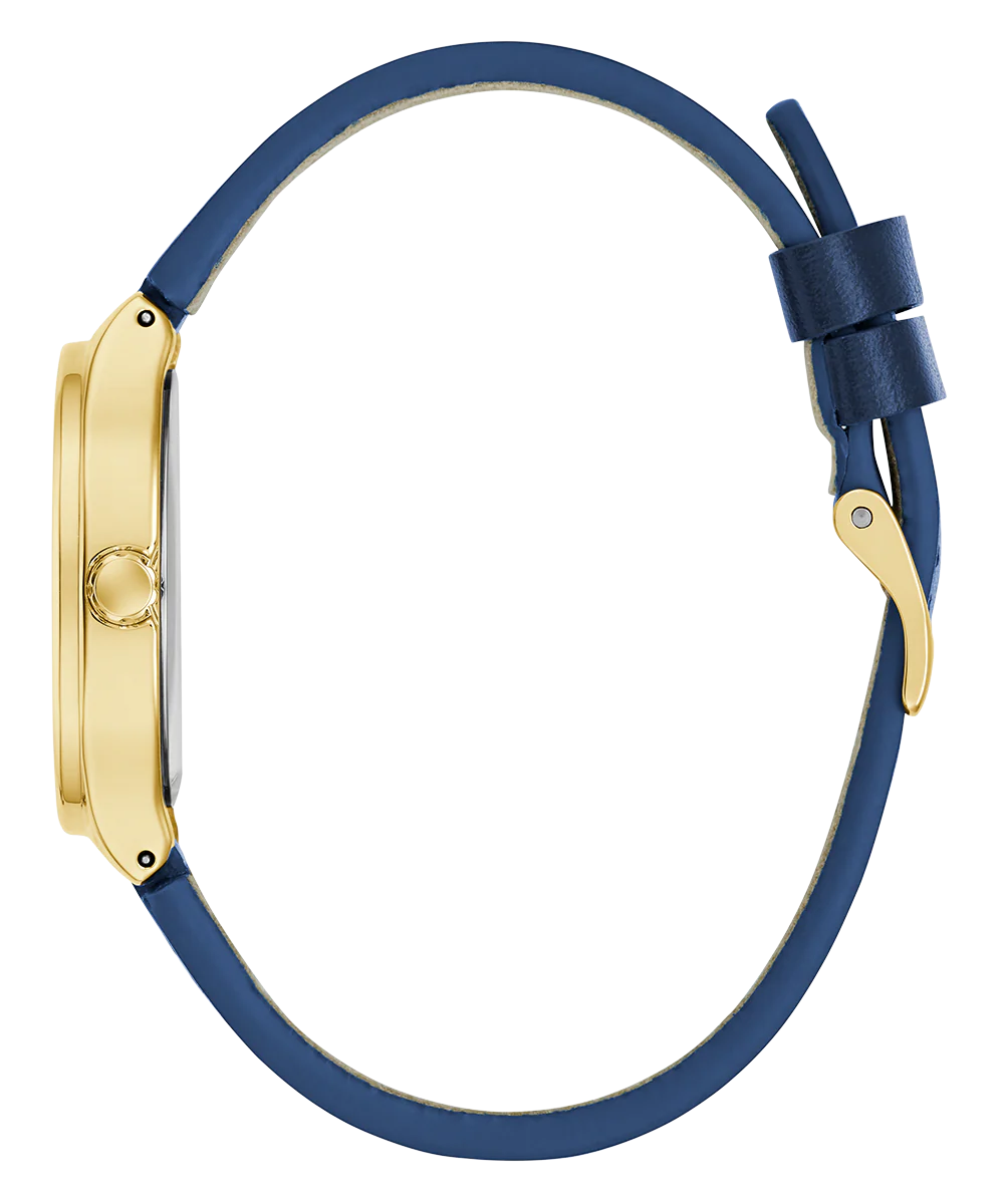 GUESS Ladies Blue Gold Tone Analog Watch