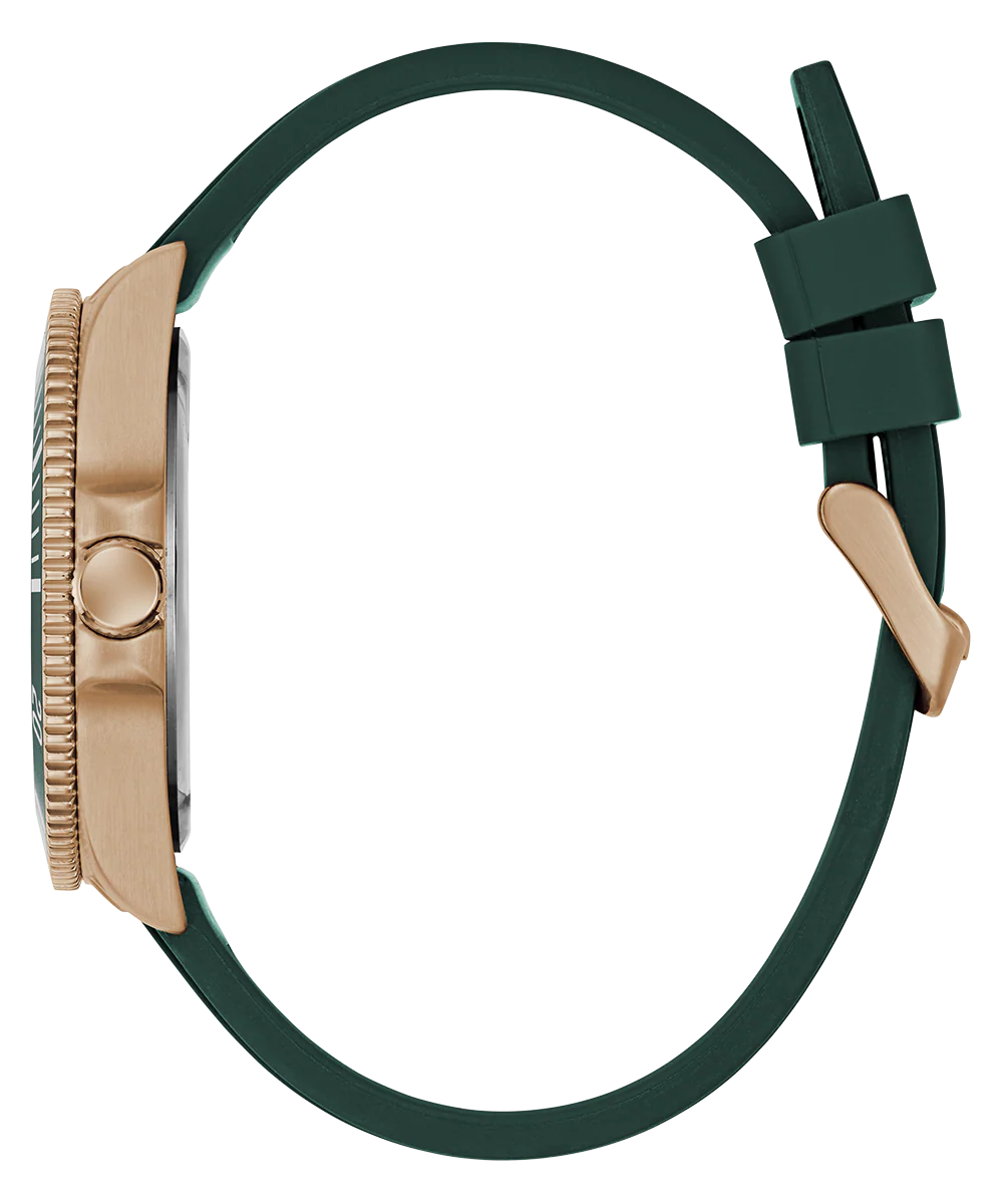 GUESS Mens Green Rose Gold Tone Analog Watch