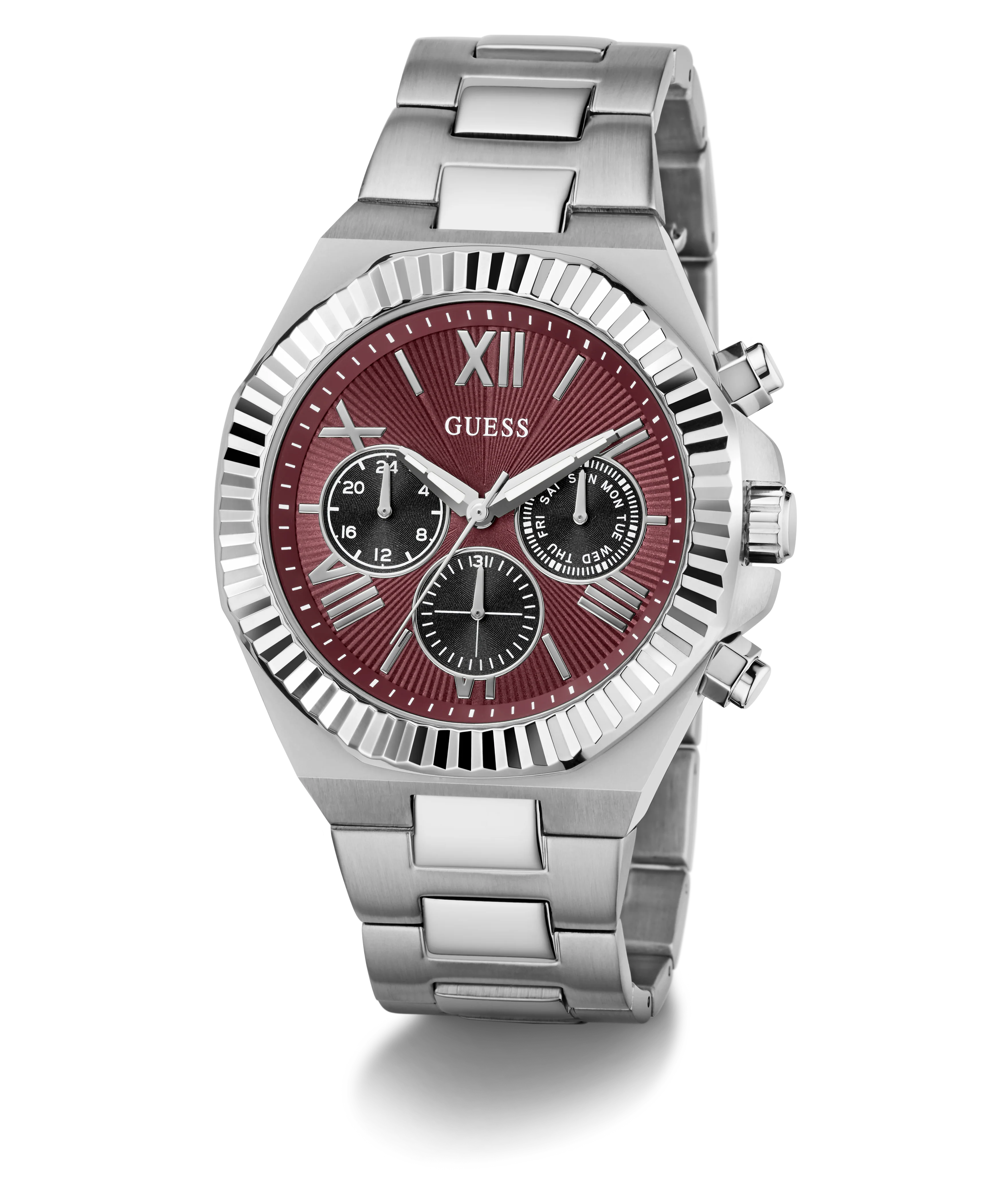 GUESS Mens Equity Silver Tone Analog Watch