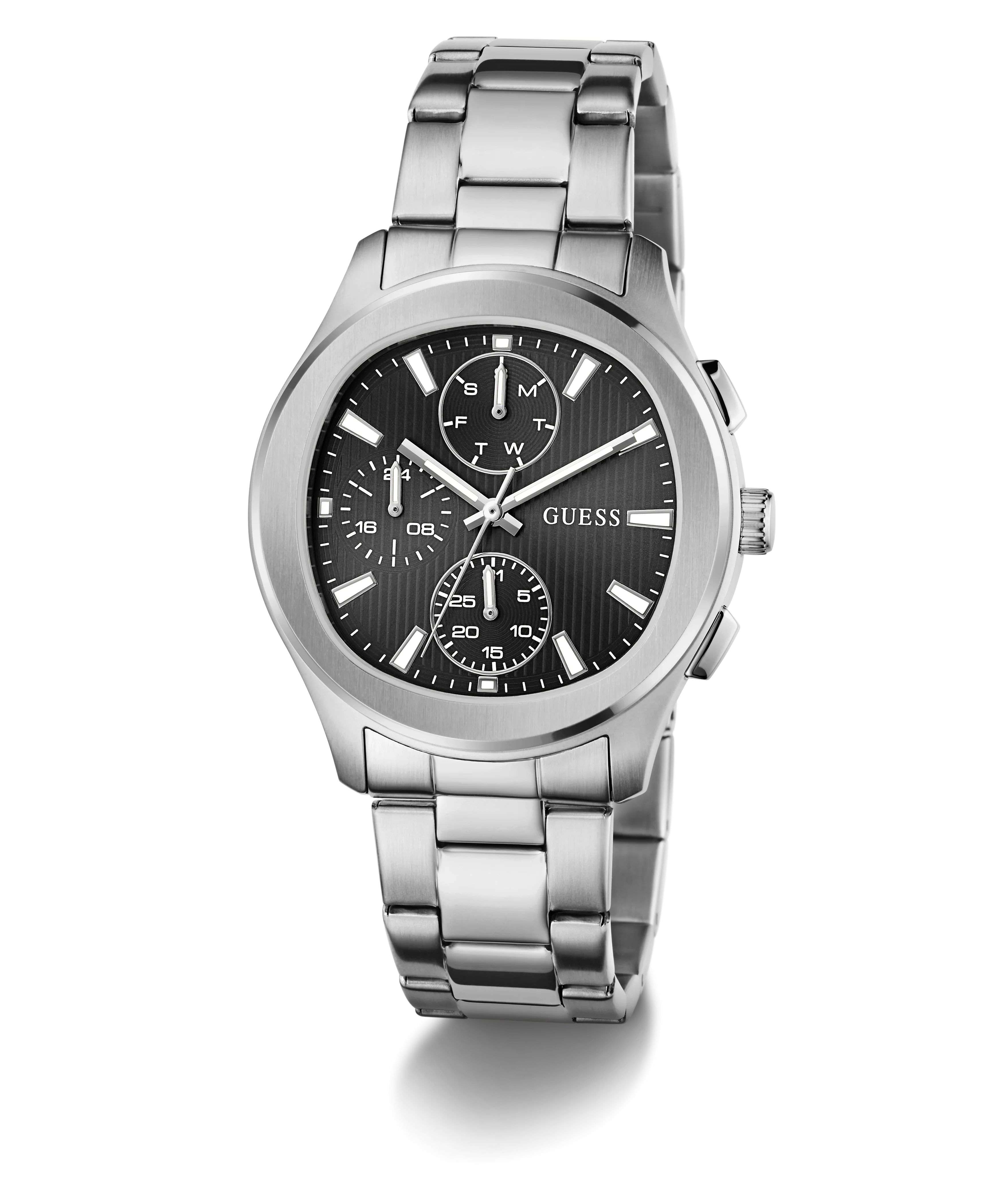 GUESS Mens Palmer Silver Tone Analog Watch
