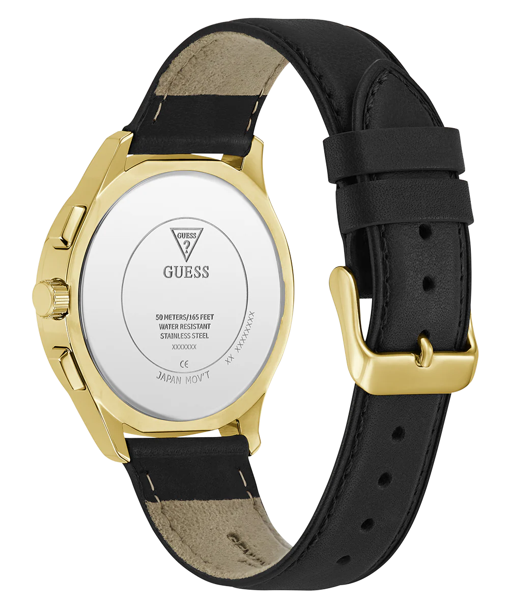 GUESS Mens Palmer Black Gold Tone Analog Watch